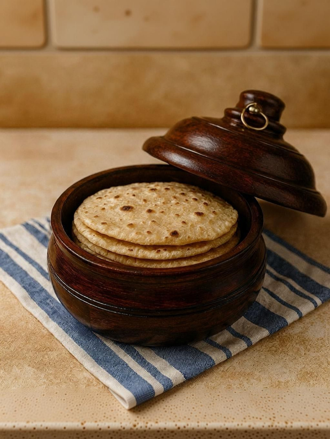 Image of DAVIKSDECOR Wooden Casserole for Roti /Chapati Serve Casserole (3750 ml)