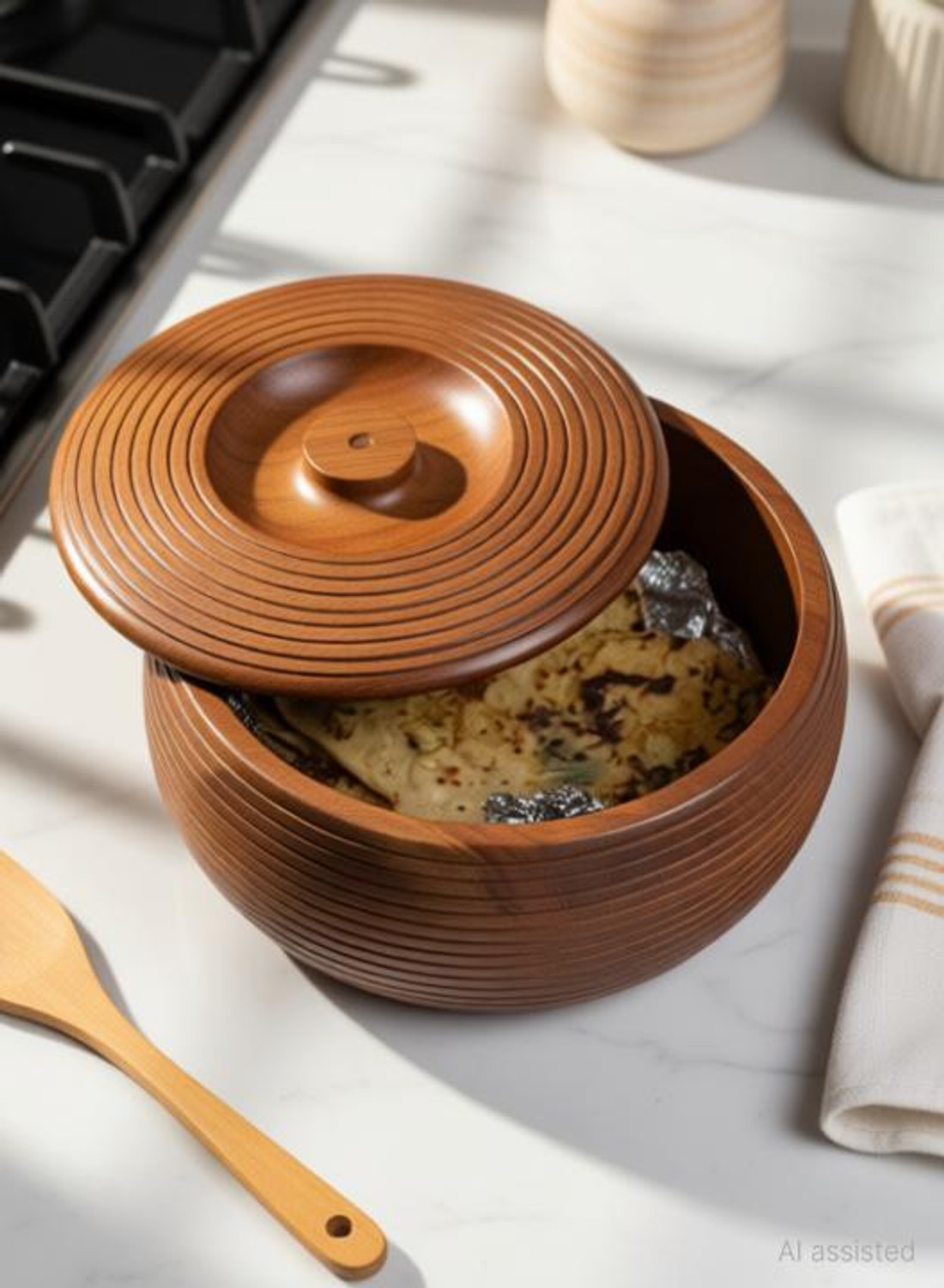 Image of DAVIKSDECOR Wooden Casserole for Roti /Chapati Serve Casserole (3750 ml)