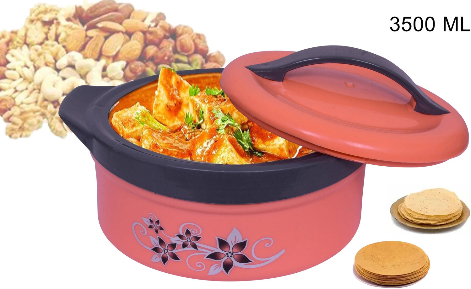 Image of Lehza Gift Set Pack Hot-Pot Insulated Casserole Food Warmer Stainless Steel with Plastic Cover & Bottom | Hot-Pot Insulated Casserole Food Warmer | Gift Set Chapati box Hot-pot Insulated Casserole Thermoware Casserole Cook and Serve Serve Casserole (2500 ml)