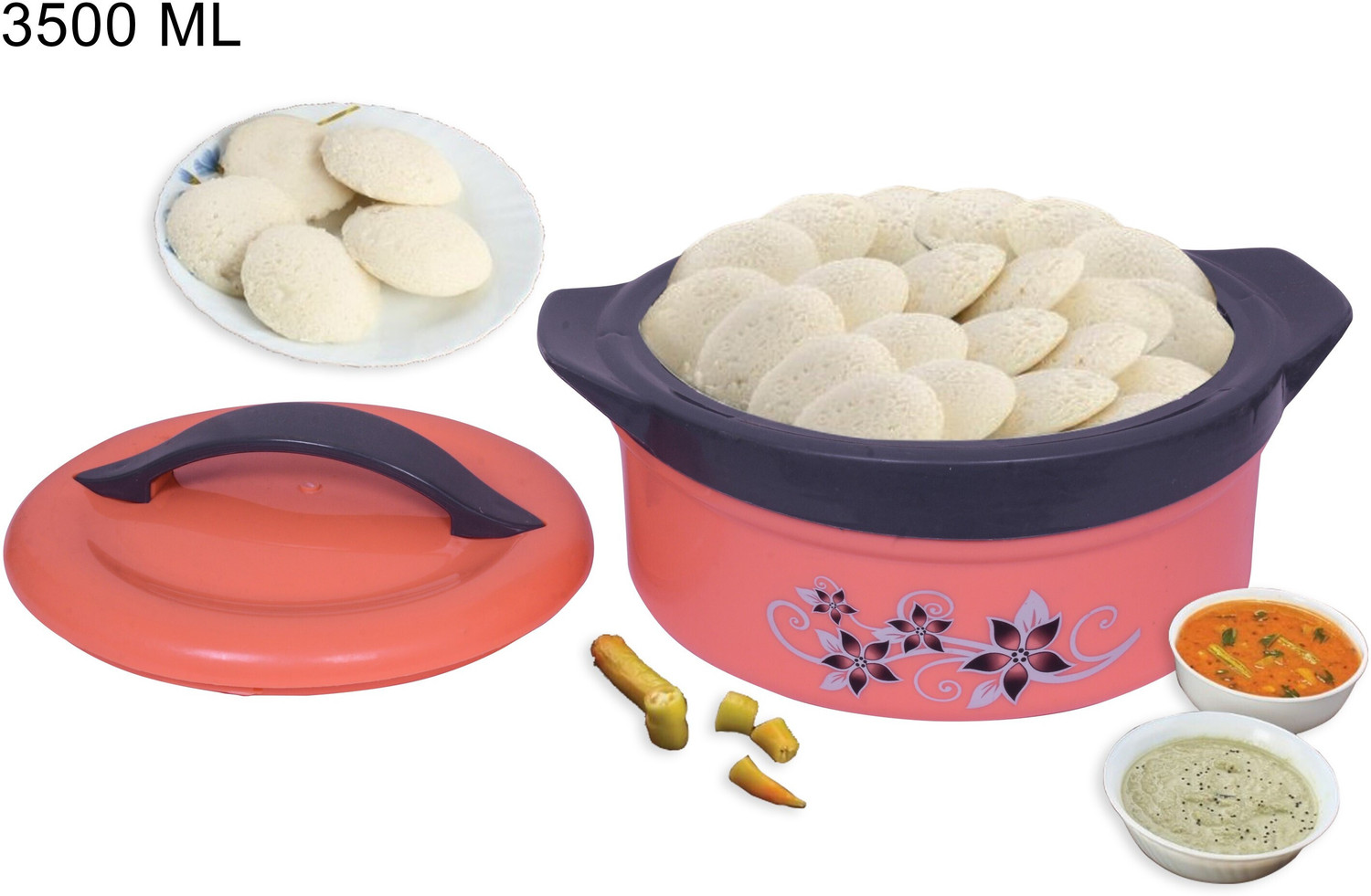Image of Raghunandan Printed Casserole with Lid for Roti /Chapati || Hot Pot for Hot Meal /Curry Thermoware Casserole (2500 ml)