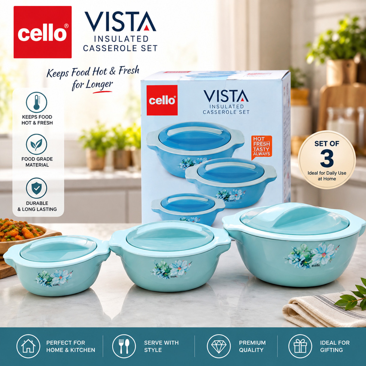 VISTA 3 PCS SET (500+1000+1500 ML) — Cello