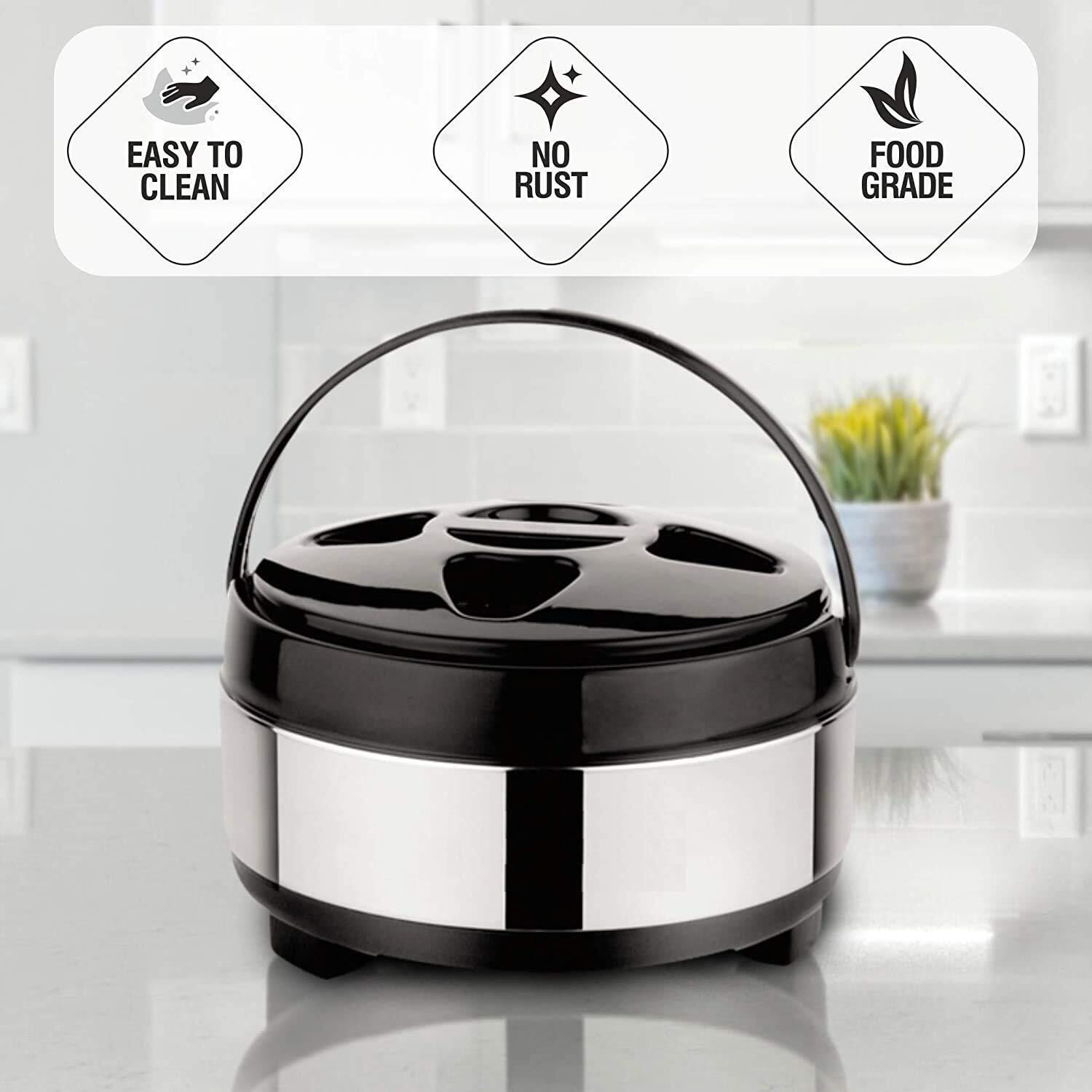 Image of MiniMemo Stainless Steel Double Wall Insulated Hot Pot for Hot Meal /Chapati /Curry /Roti Thermoware Casserole (2500 ml)