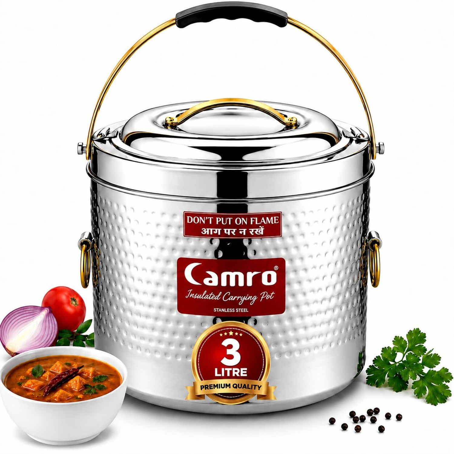 Image of Home-pro Hot Case Stainless Steel 2.5 L Insulated Casserole Elegant & Durable Container Serve Casserole (2500 ml)