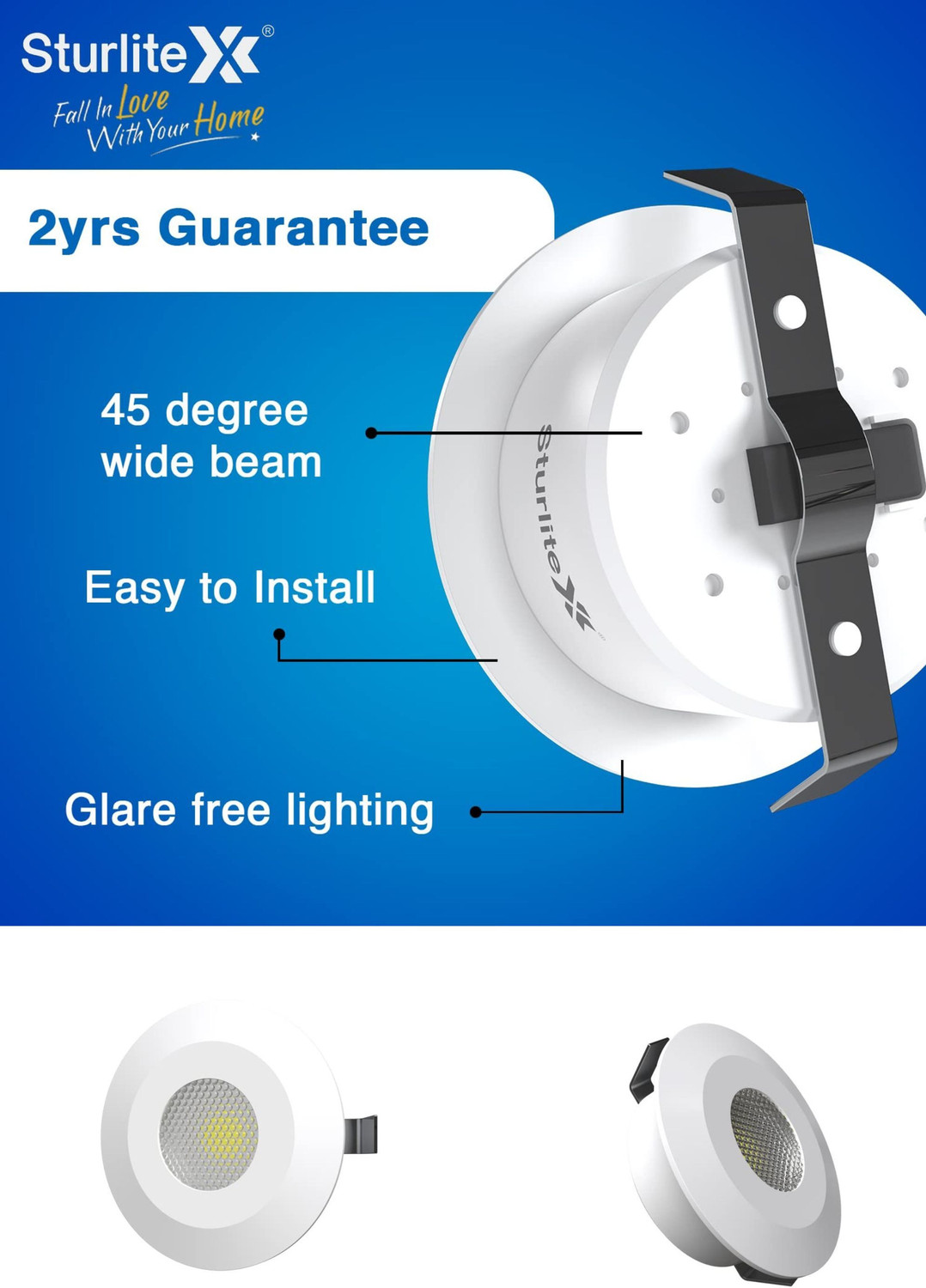 Image of sturlite Eva Spot Light 3W (WW /3000k), Pack of 3, Spot Light Ceiling Lamp (Yellow)