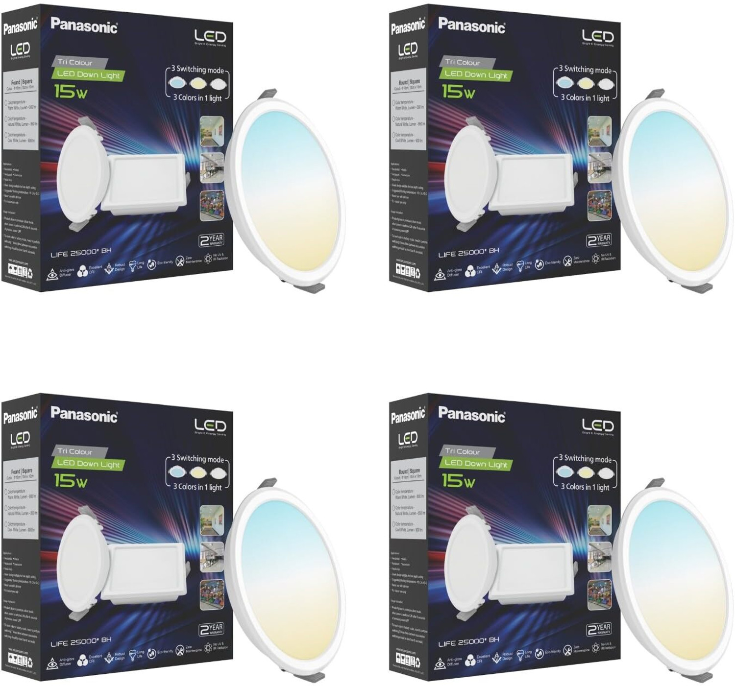 Image of MURPHY Crest 7W 3-in-1 Round LED Conceal Panel Light |Cool /Warm /Natural White Pack of Ceiling Light Ceiling Lamp (Multicolor)