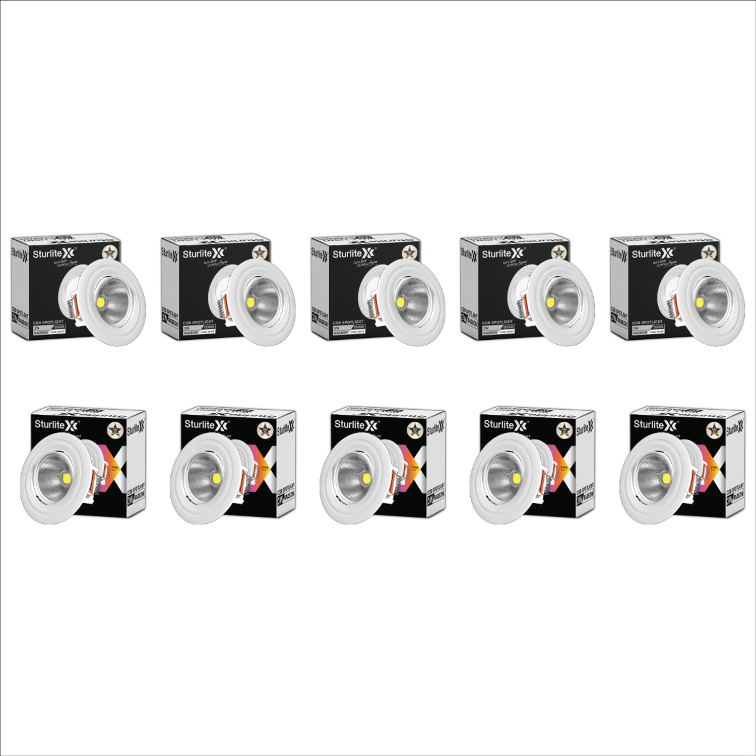 Image of Sturlite S-FIT 12W Round LED Surface Light - (Pack of 10) Ceiling Light Ceiling Lamp (White)