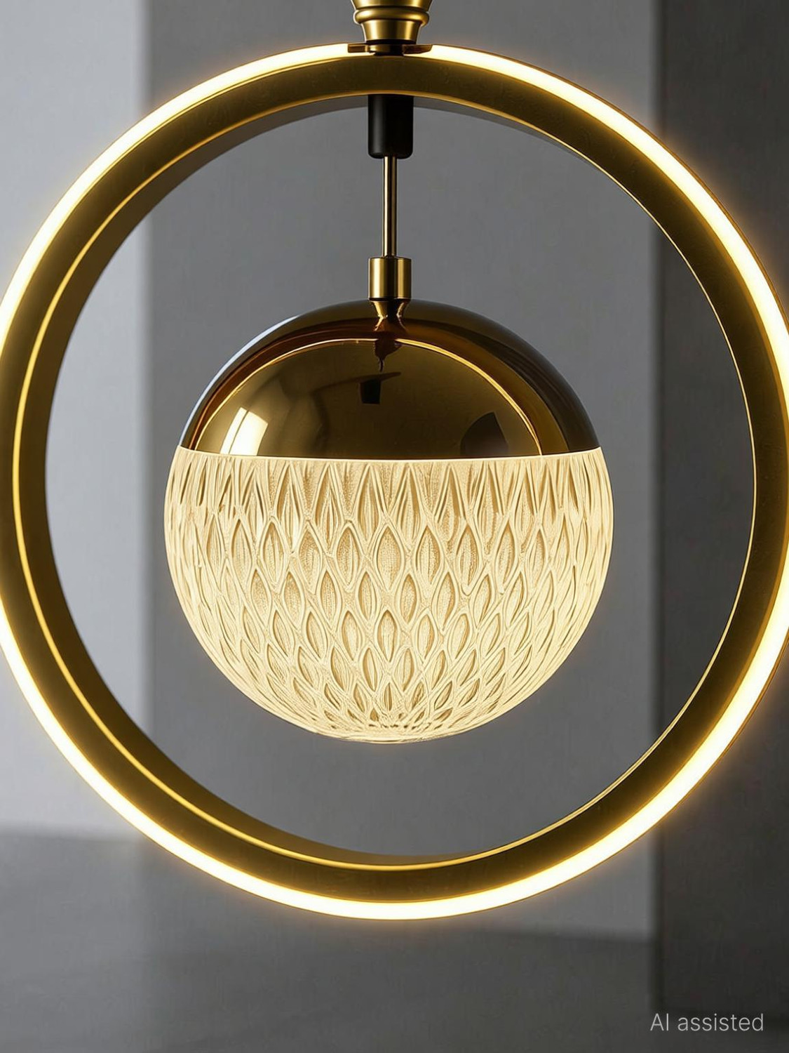 Image of GAUVIK Modern Gold Finish Energy Saving Ring Led Three Color (Wh /WW /NW) Pendant Lamp Ceiling Lamp (Gold)