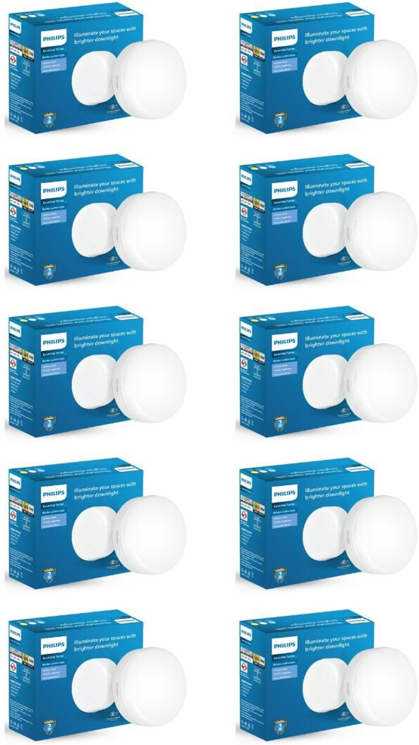 PHILIPS 10W Rimless Surface LED, Cool Day Light, Pack of 10 Downlighter Ceiling Light Ceiling Lamp