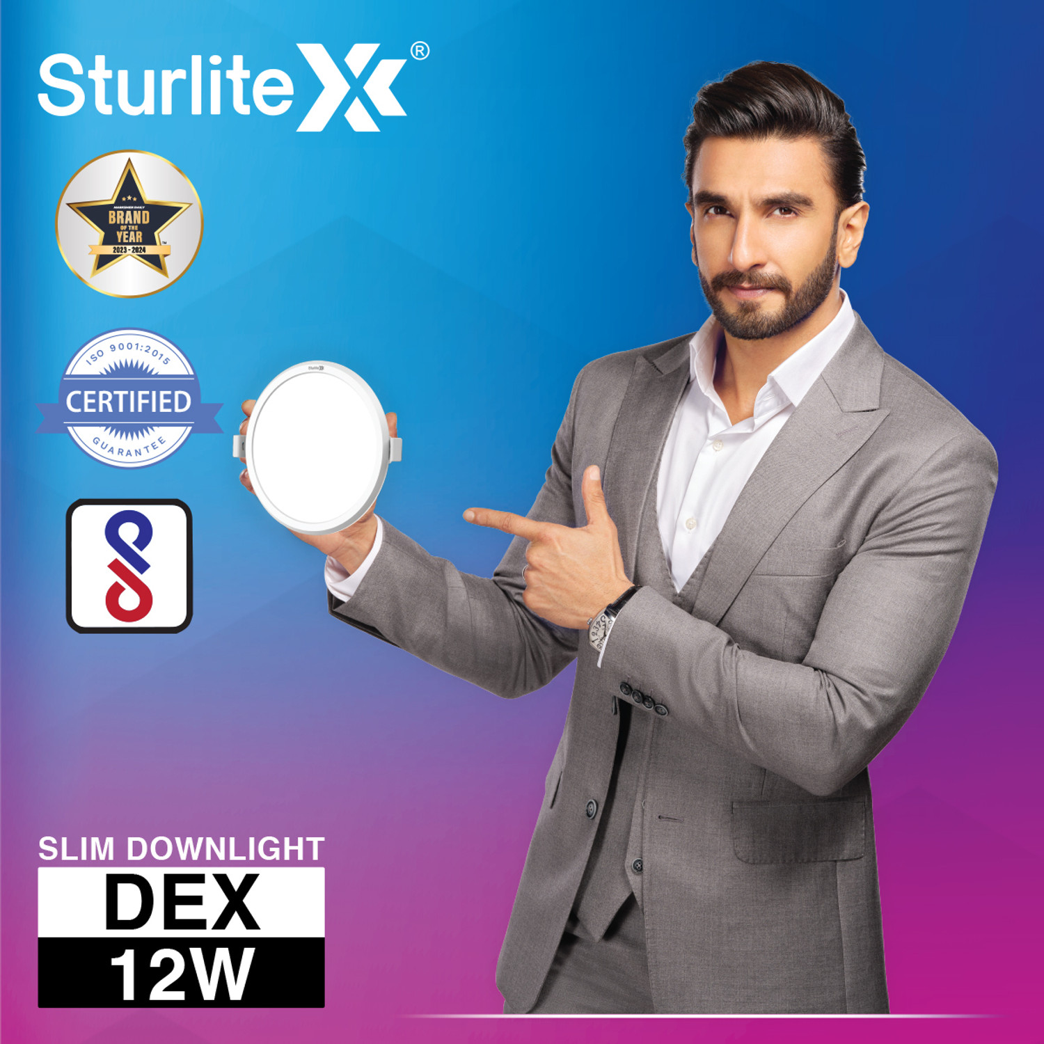 Image of Sturlite Dex 12W Round LED Downlight - (Pack of 10) Ceiling Light Ceiling Lamp (White)