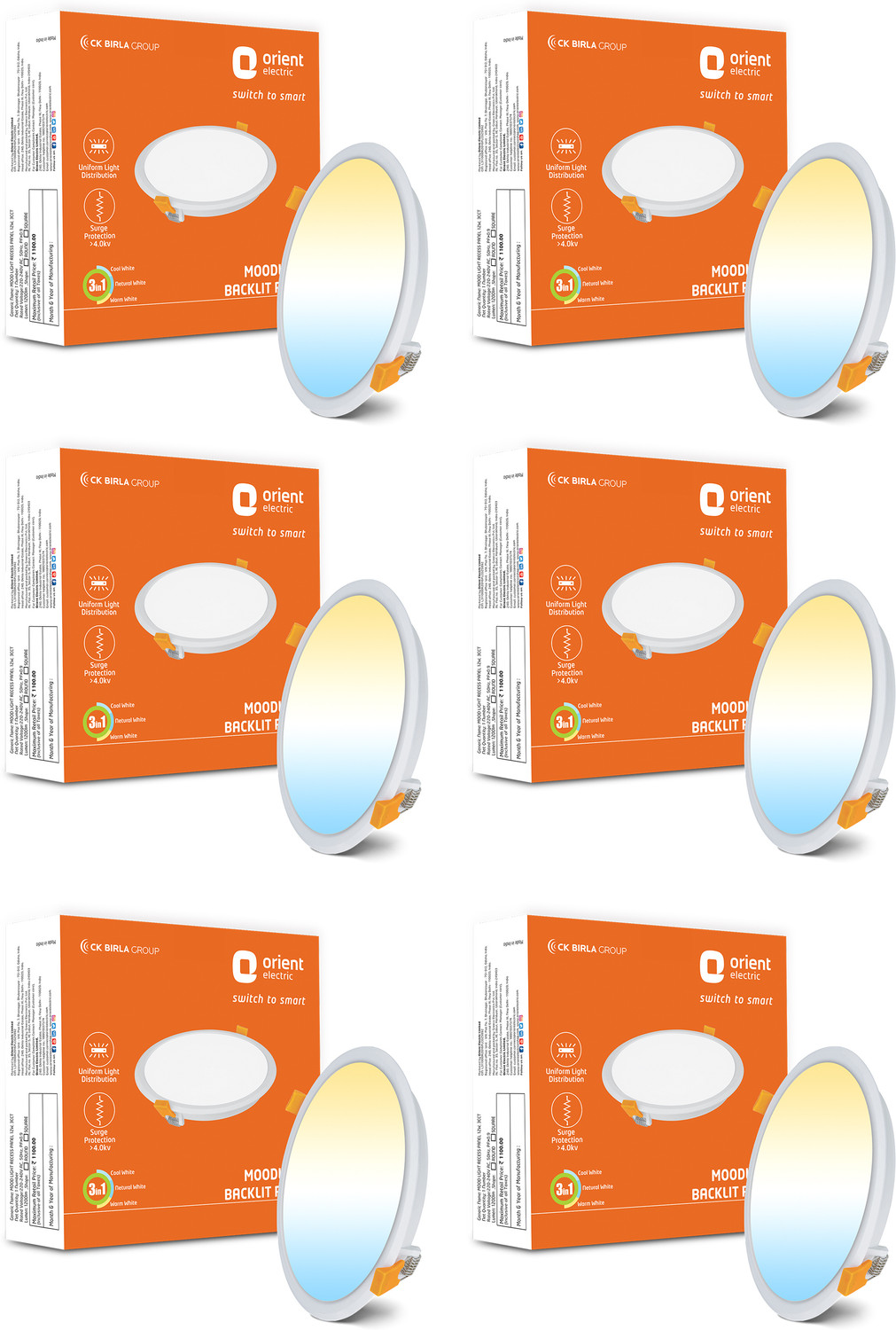 Image of Orient Electric Moonlite 6W Recess Downlighter - Cool White, Pack of 40 Downlighter Ceiling Light Ceiling Lamp (White)