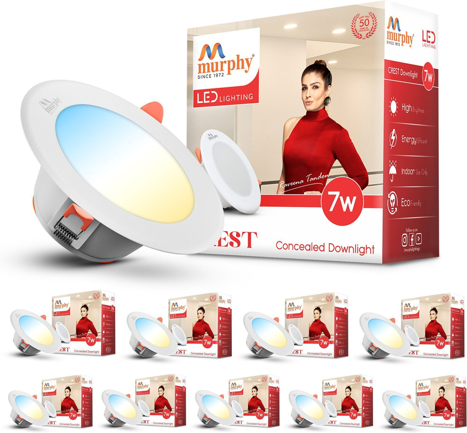 Image of MURPHY Crest 7W 3-in-1 Round LED Conceal Panel Light |Cool /Warm /Natural White Pack of Ceiling Light Ceiling Lamp (Multicolor)