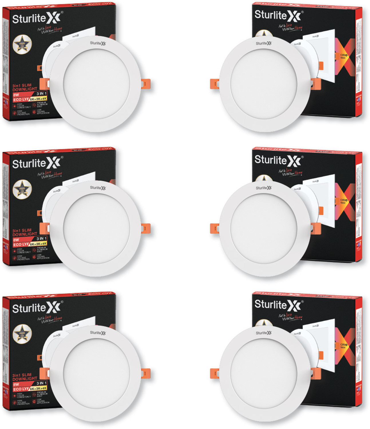 Image of Sturlite S-FIT 12W Round LED Surface Light - (Pack of 10) Ceiling Light Ceiling Lamp (White)