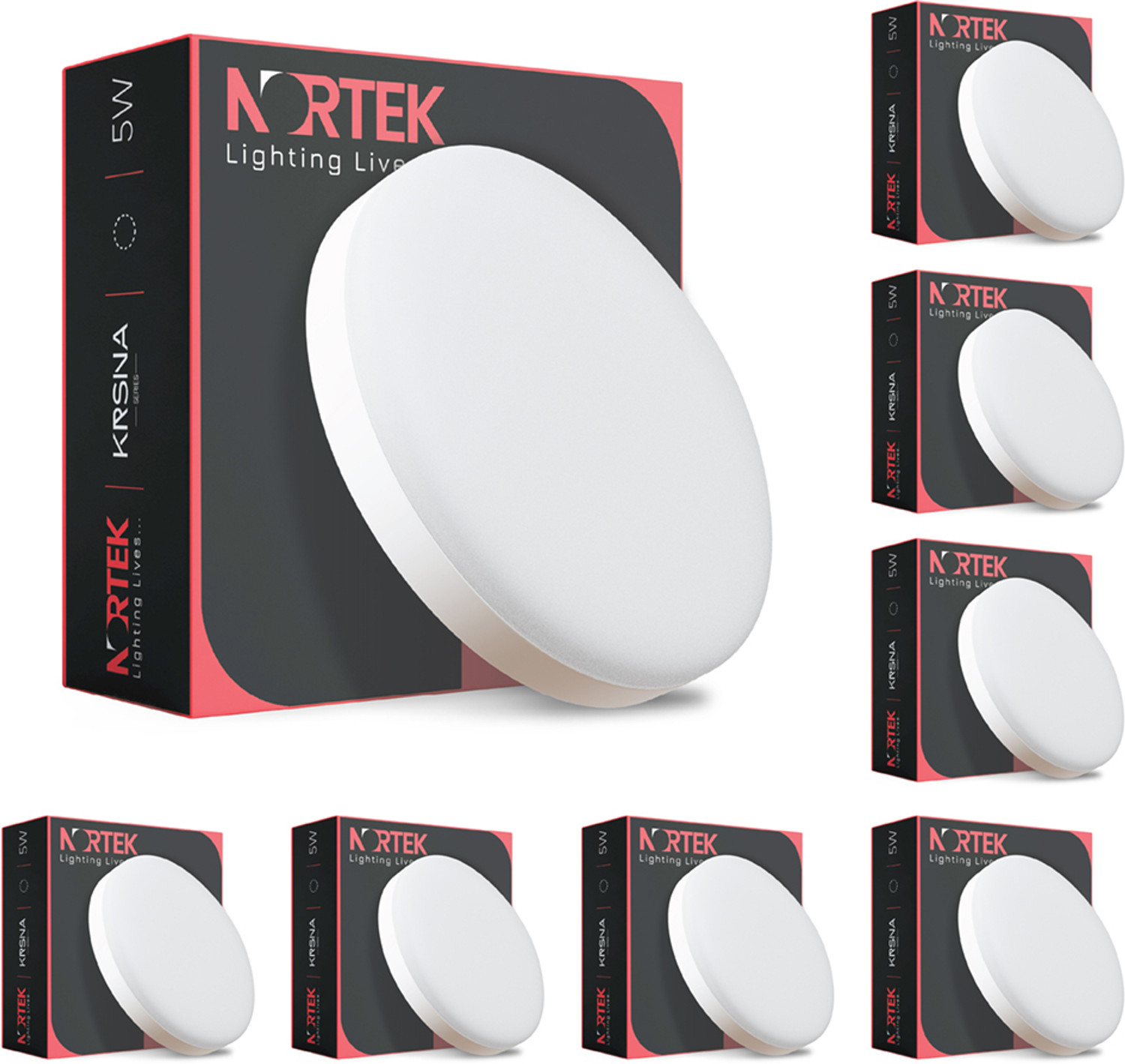 Image of Nortek 5W Small LED Surface lights for Ceiling, Mirror, Temple | Cool White-8PC Surface Ceiling Light Ceiling Lamp (White)