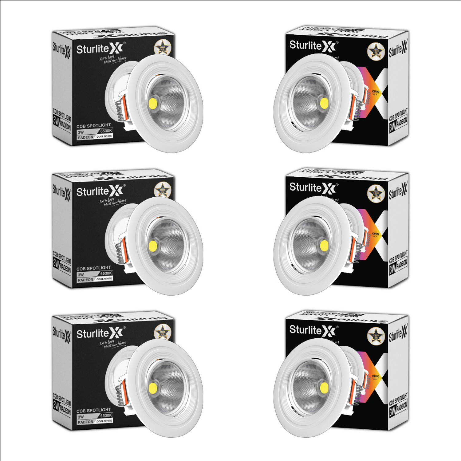 Image of Sturlite S-FIT 12W Round LED Surface Light - (Pack of 10) Ceiling Light Ceiling Lamp (White)