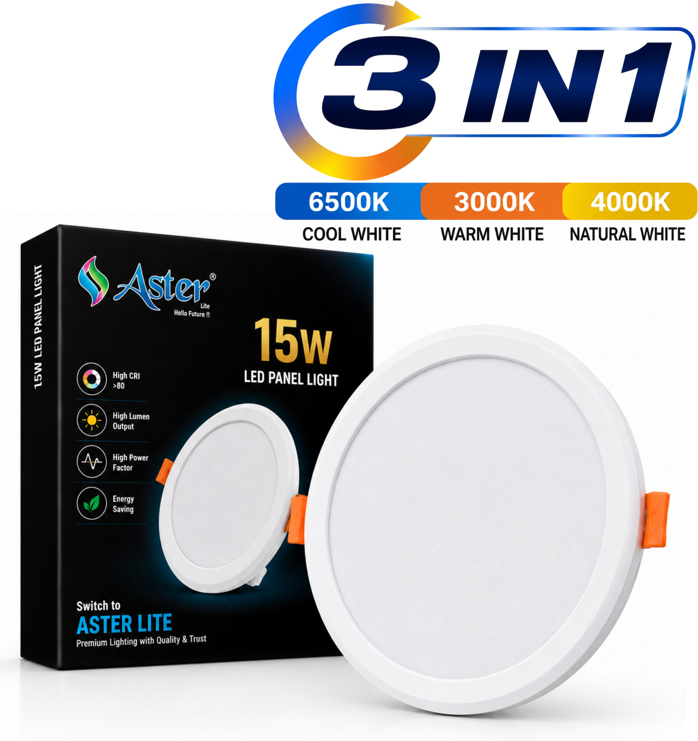 Image of Jaquar Strella Slim 15W Round Recess Down Light - Natural White (Pack of 1) Ceiling Light Ceiling Lamp (White)