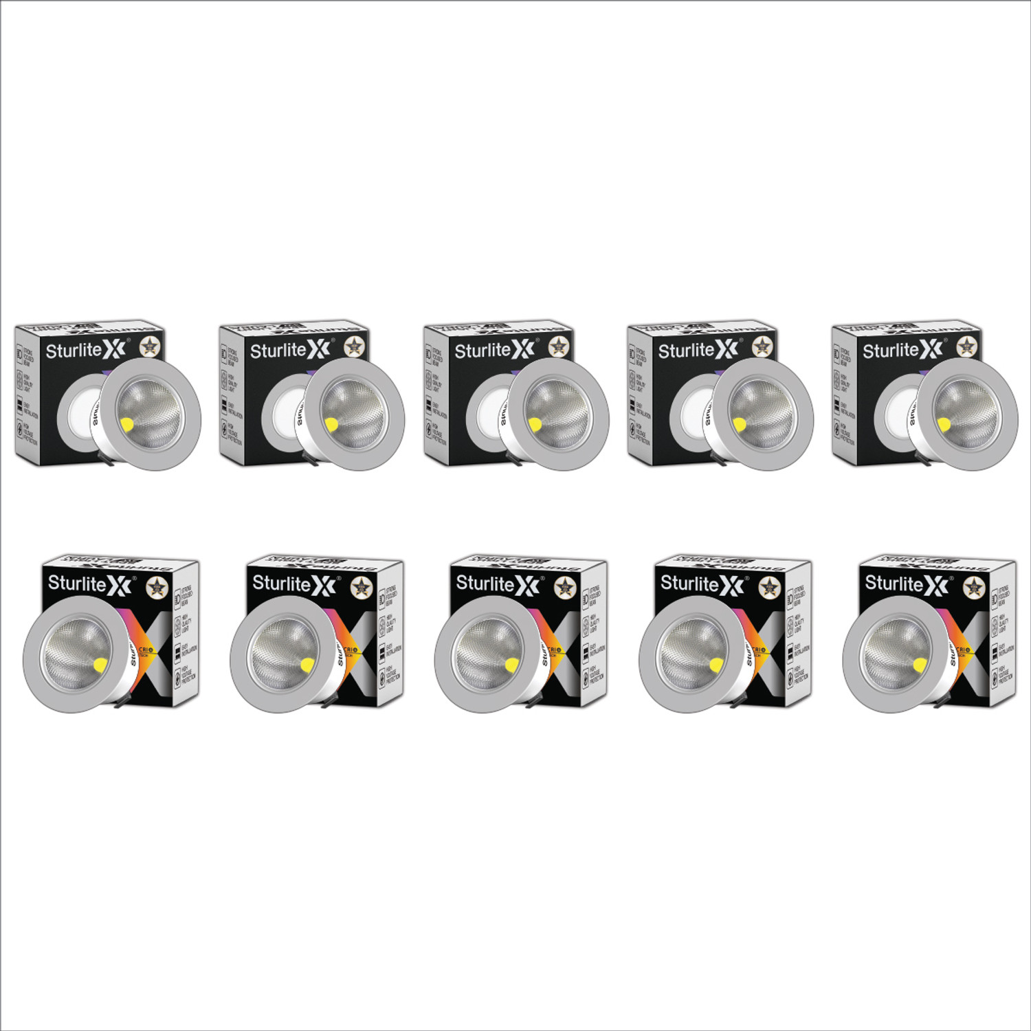 Image of Sturlite S-FIT 12W Round LED Surface Light - (Pack of 10) Ceiling Light Ceiling Lamp (White)