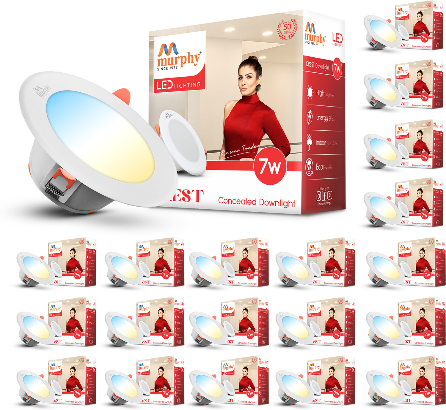 Image of MURPHY Crest 7W 3-in-1 Round LED Conceal Panel Light |Cool /Warm /Natural White Pack of Ceiling Light Ceiling Lamp (Multicolor)