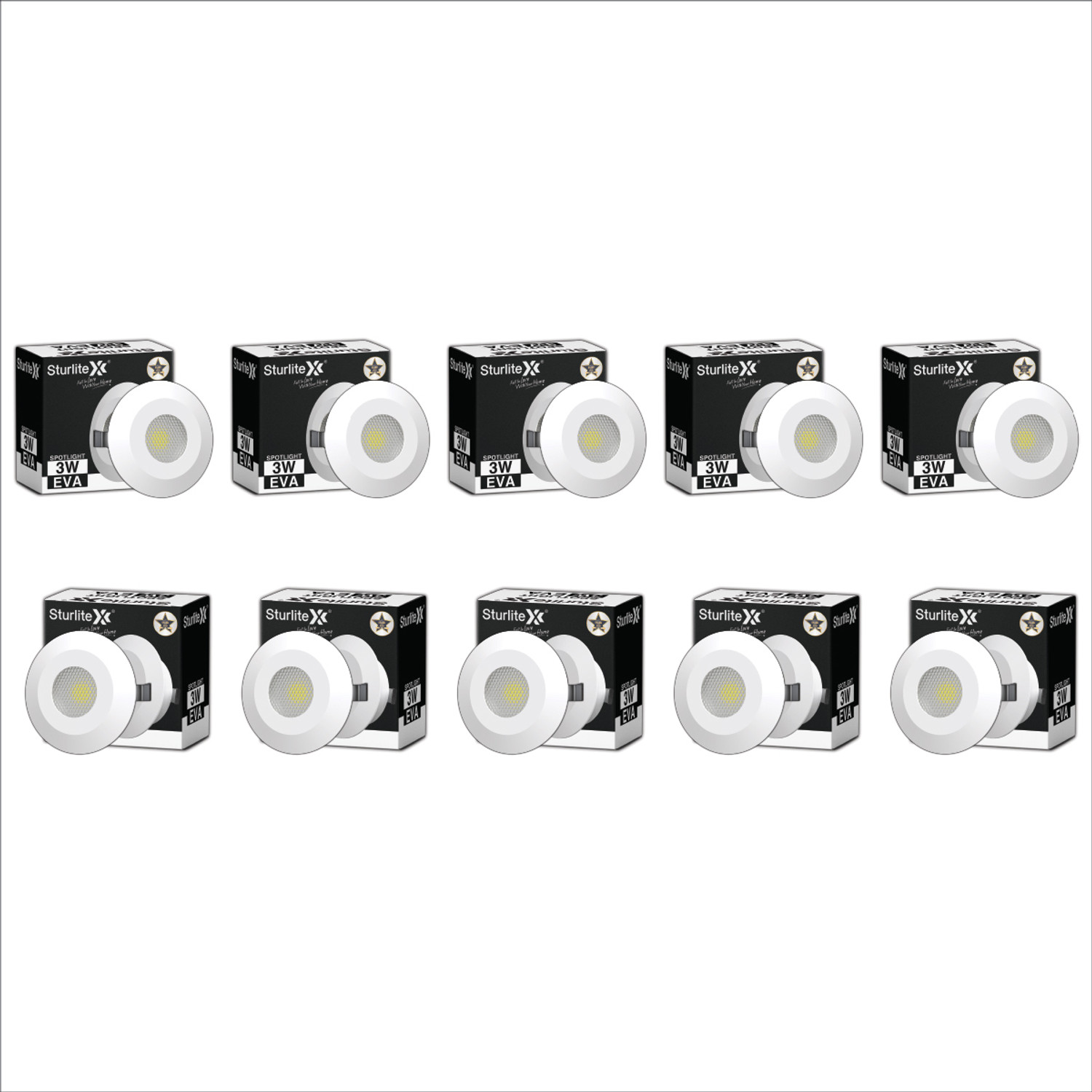 Image of Sturlite S-FIT 12W Round LED Surface Light - (Pack of 10) Ceiling Light Ceiling Lamp (White)