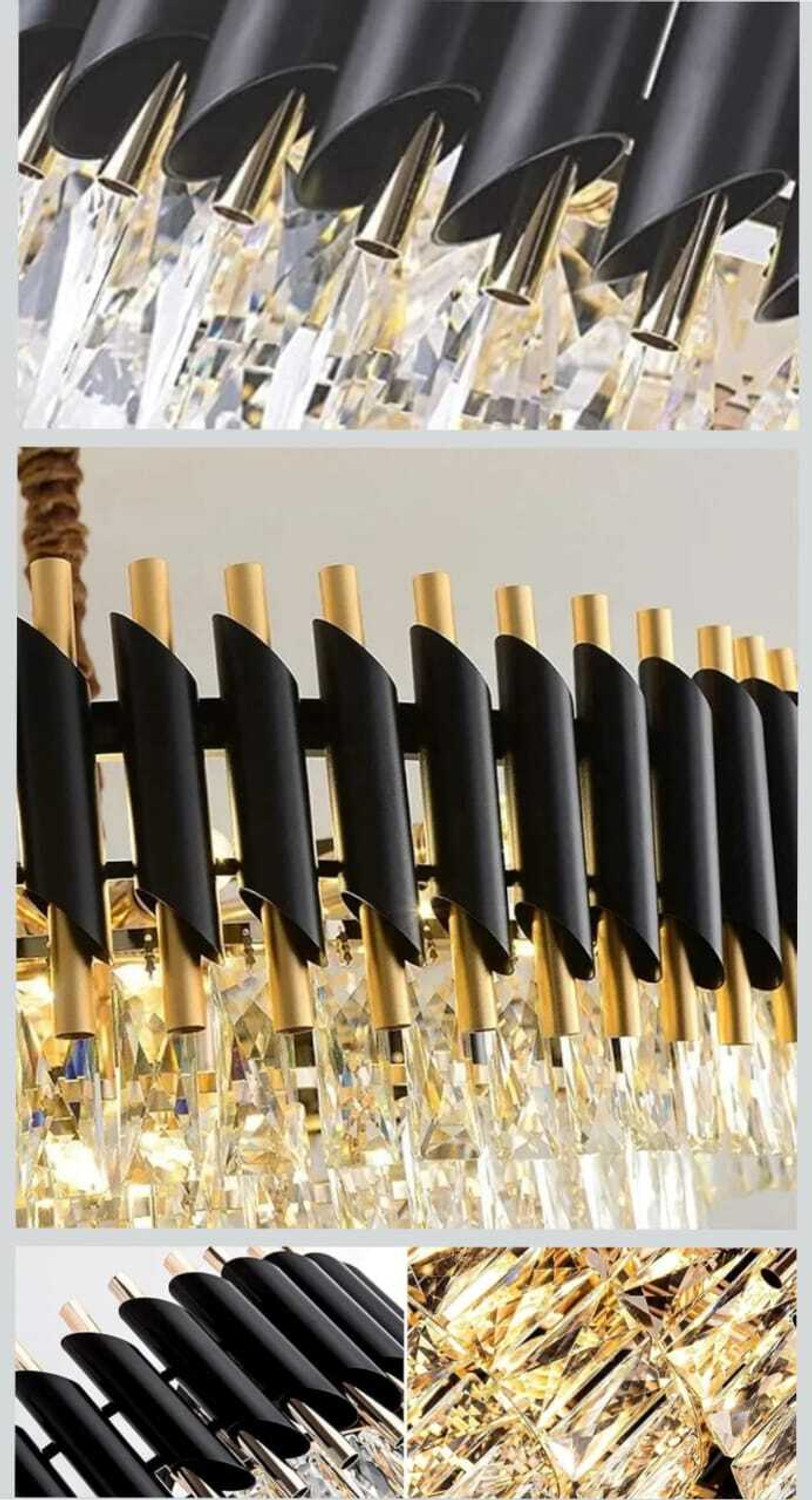 Image of SEETASTIC 500mm BK-GD moving Bluetooth Remote control Jhummer Chandelier Ceiling Lamp (Black, Gold)