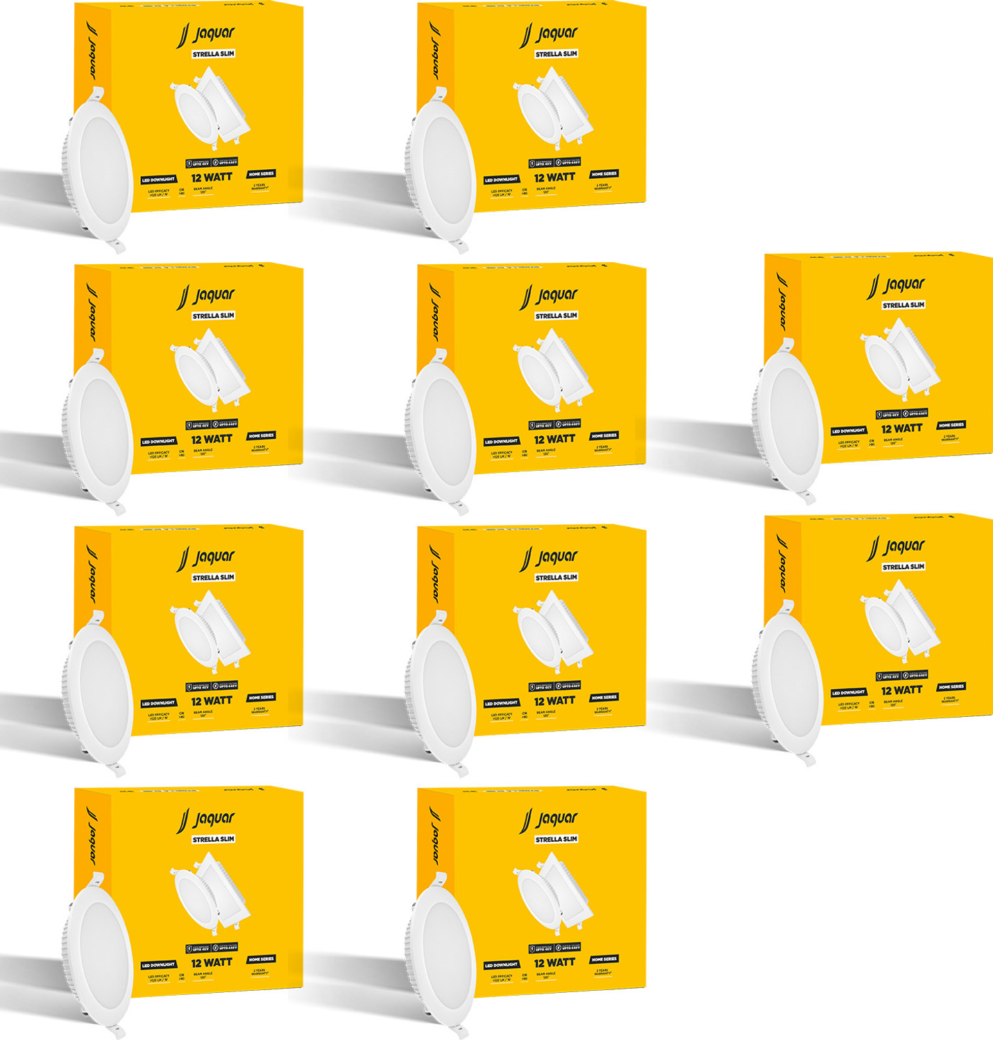 Image of Jaquar Strella Slim 12W Round Recess Down Light - Cool White (Pack of 10) Ceiling Light Ceiling Lamp (White)