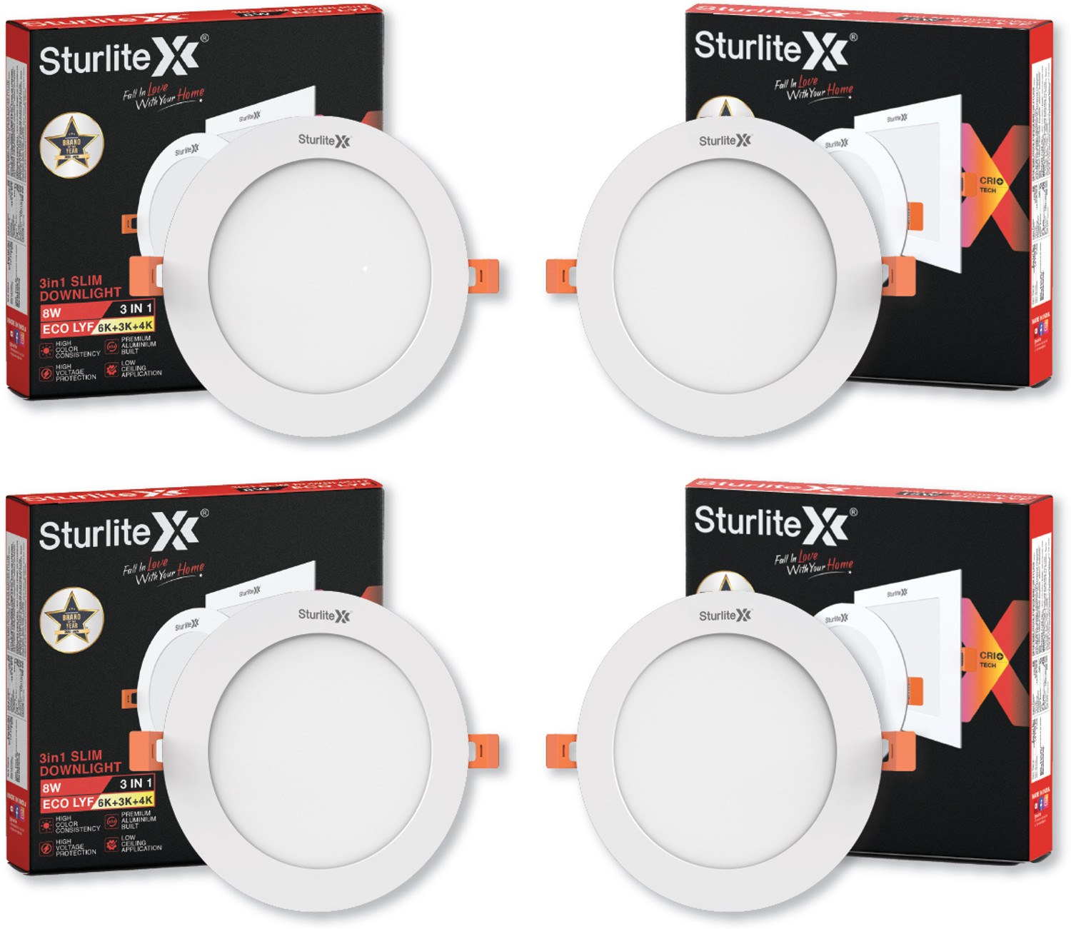 Image of Sturlite S-FIT 12W Round LED Surface Light - (Pack of 10) Ceiling Light Ceiling Lamp (White)