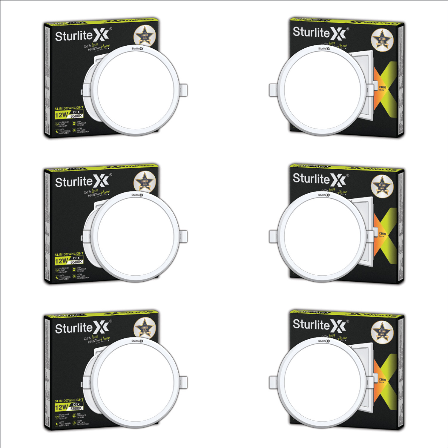 Image of Sturlite S-FIT 12W Round LED Surface Light - (Pack of 10) Ceiling Light Ceiling Lamp (White)