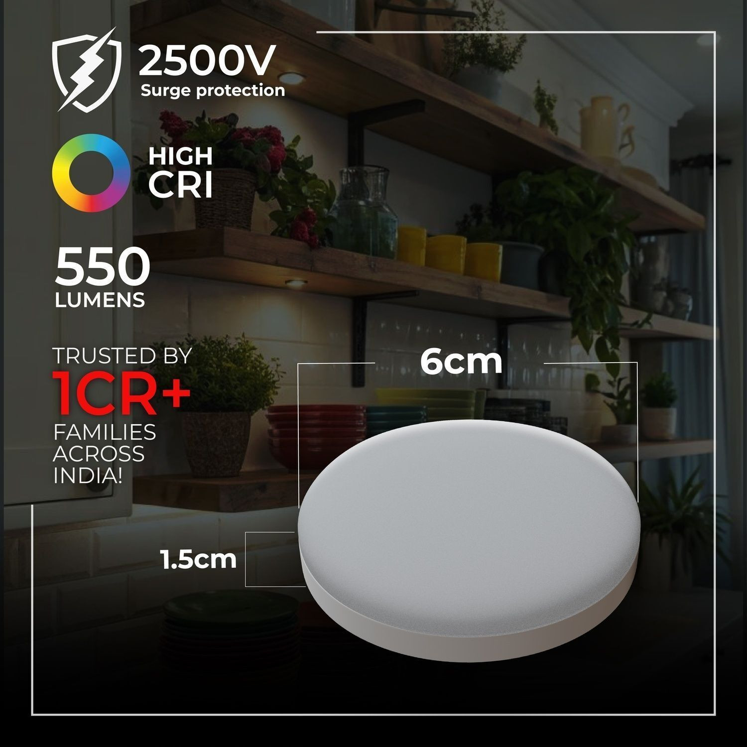 Image of Nortek 5W Small LED Surface lights for Ceiling, Mirror, Temple | Cool White-8PC Surface Ceiling Light Ceiling Lamp (White)