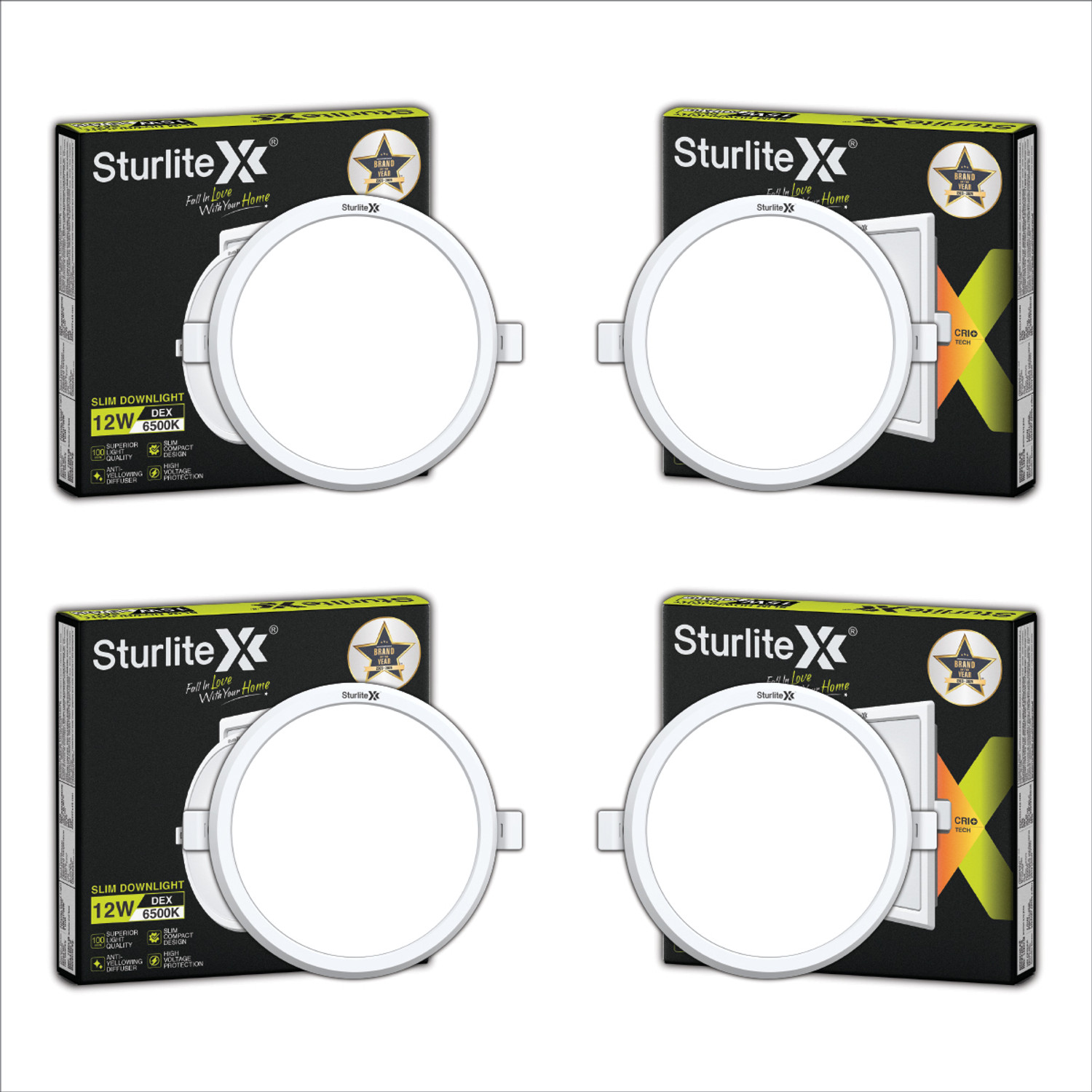 Image of Sturlite S-FIT 12W Round LED Surface Light - (Pack of 10) Ceiling Light Ceiling Lamp (White)
