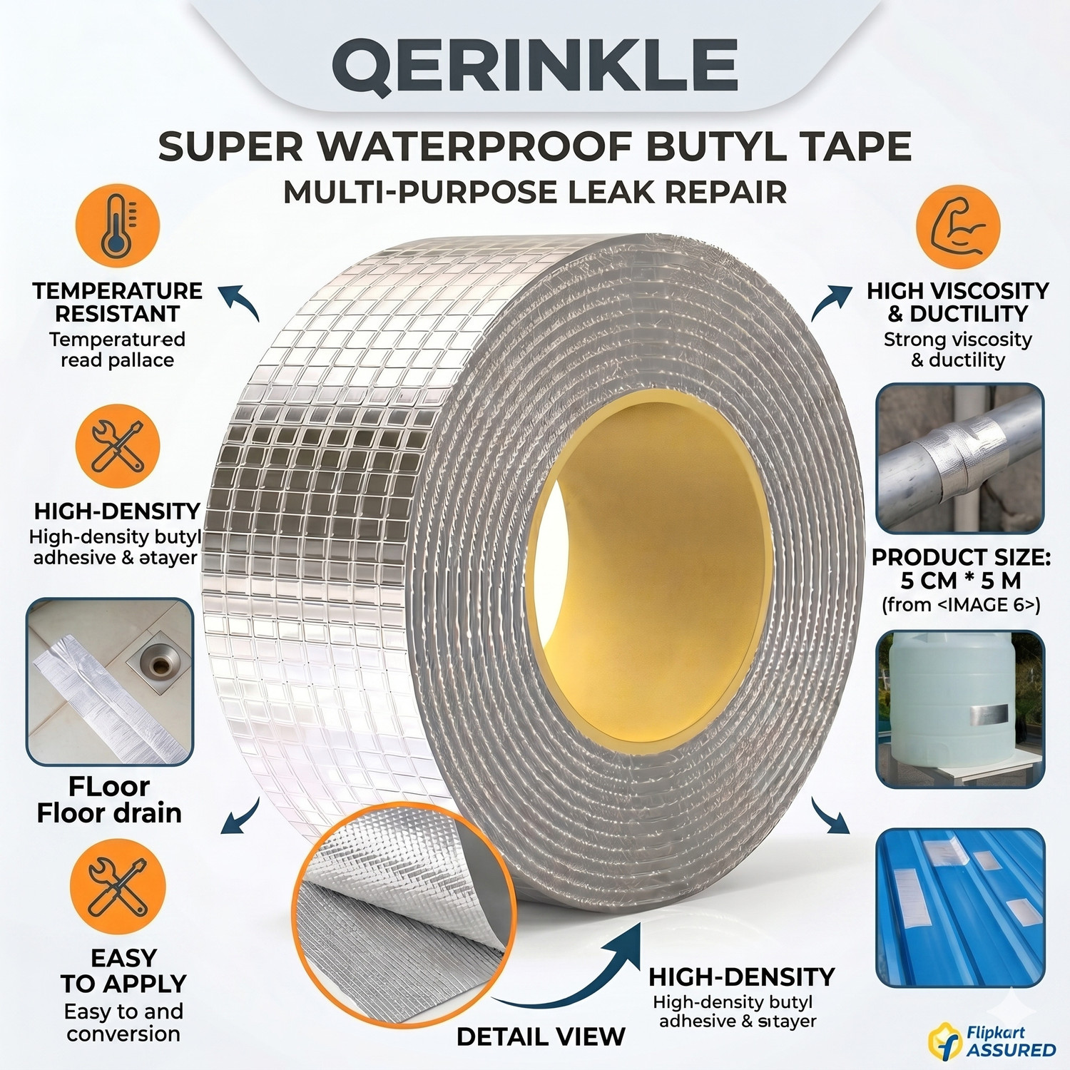 QERINKLE 5 Meter Aluminium Duct Tape - Image 6