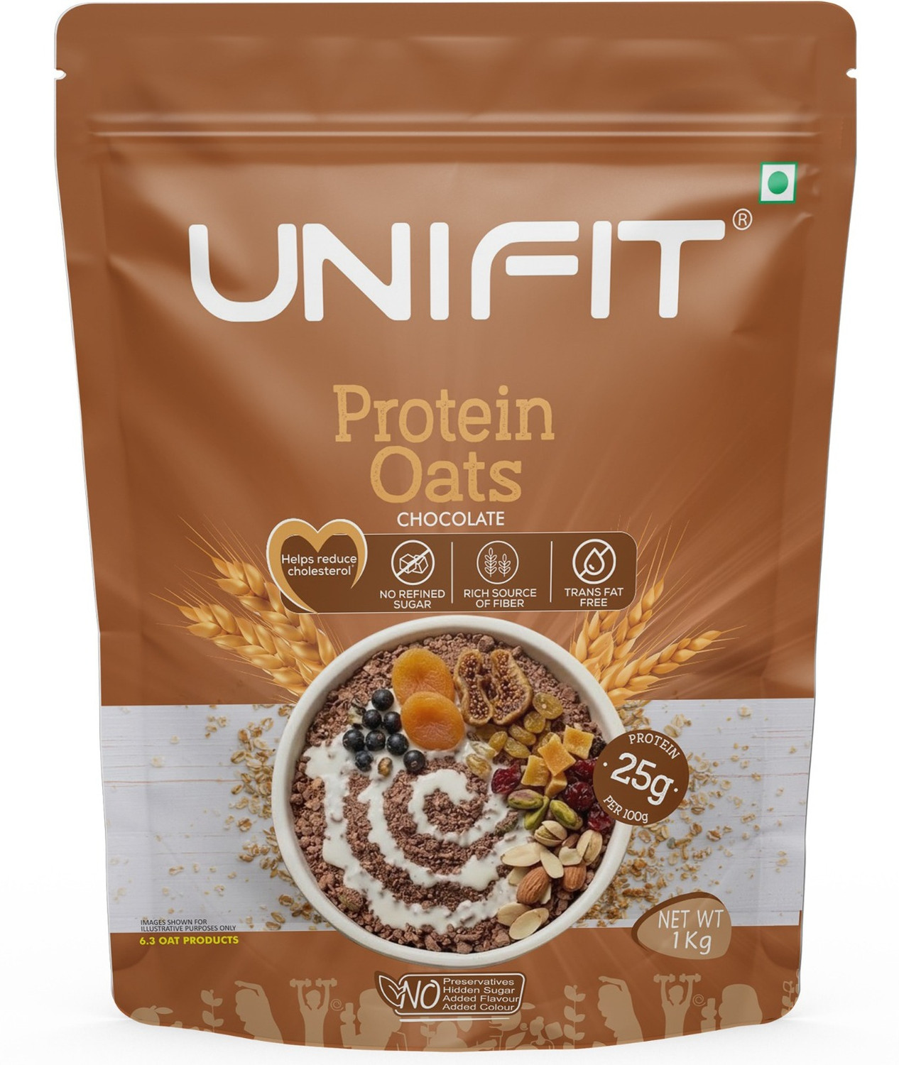 Image of Unifit Delicious Jaggery Rolled Oats with High Fiber Protein Rich Wholegrain | Plastic Bottle (1 kg)