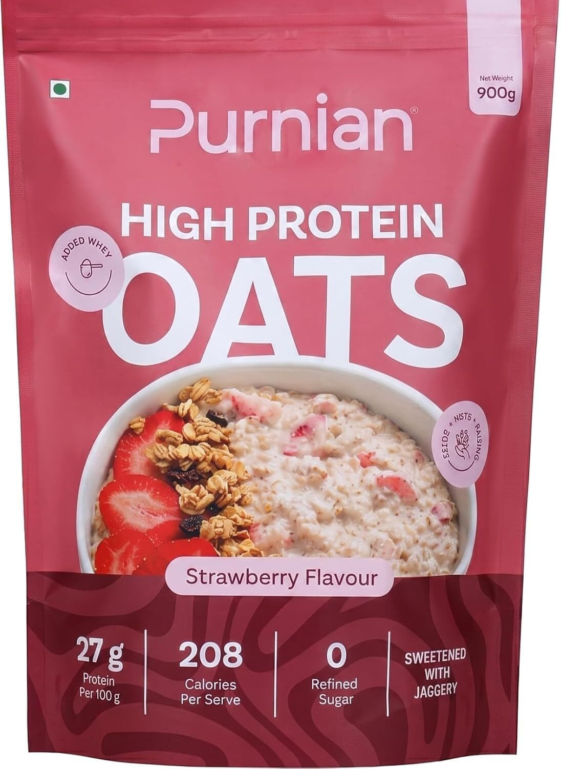 Image of FITFLOW High Protein Dark Chocolate Oats with 27g Protein per 100g Pouch (900 g)