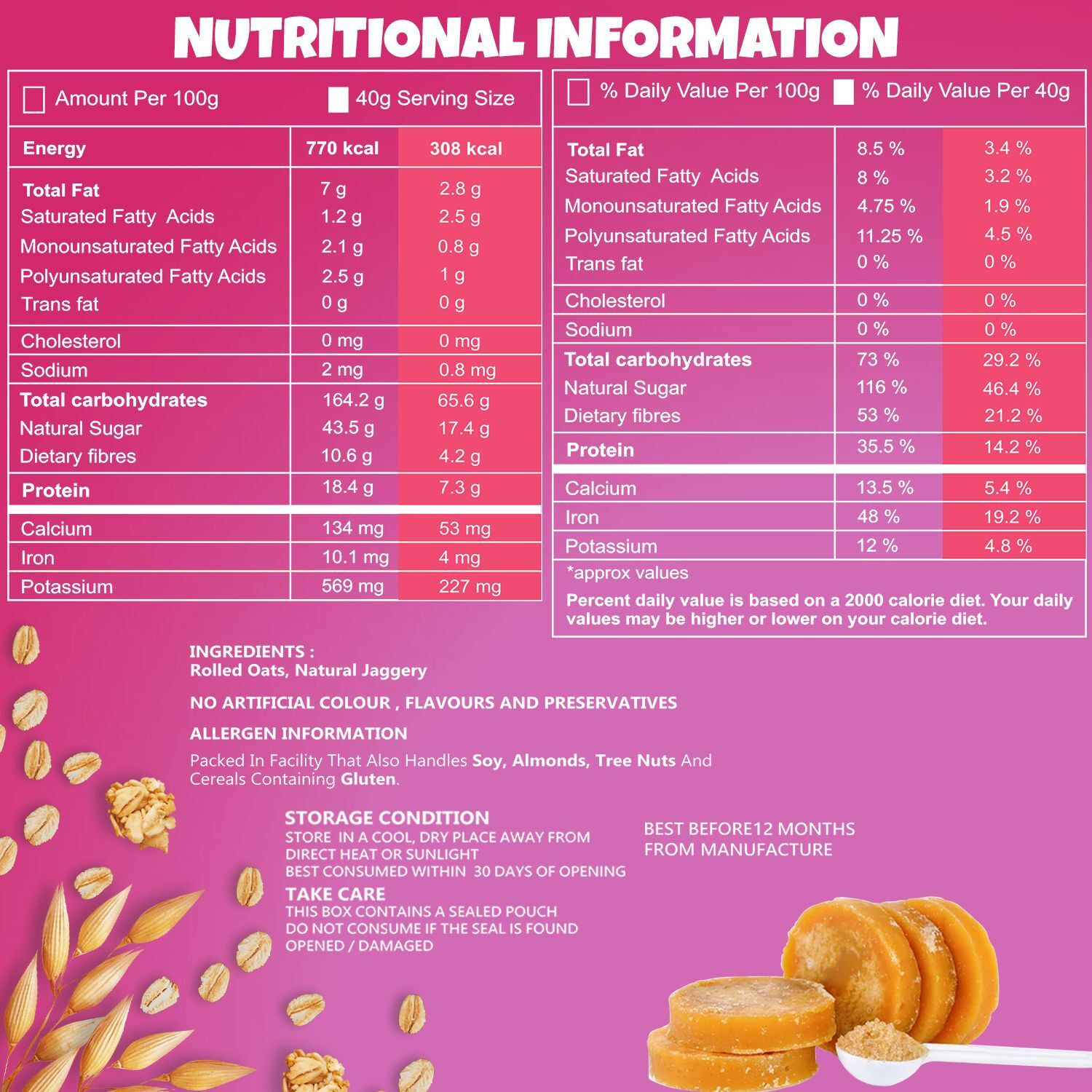 Image of Unifit Delicious Jaggery Rolled Oats with High Fiber Protein Rich Wholegrain | Plastic Bottle (1 kg)