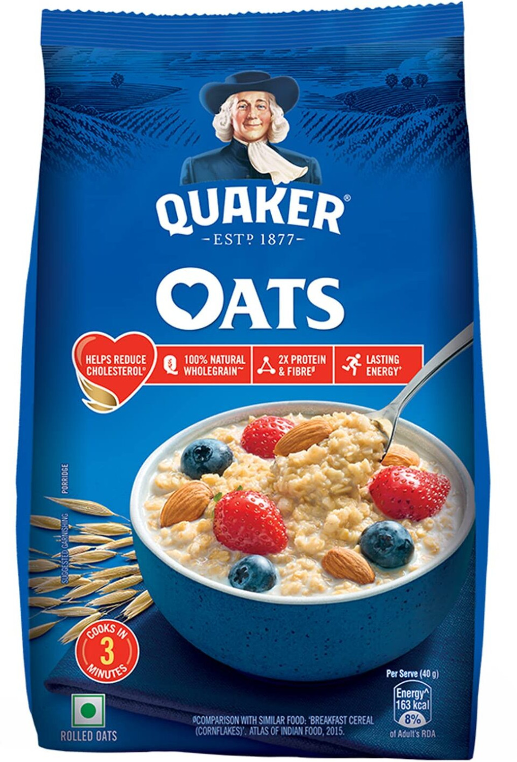 Image of Quaker Rolled Oats Nutritious Breakfast Cereals- 1 kg Pouch (1 kg)