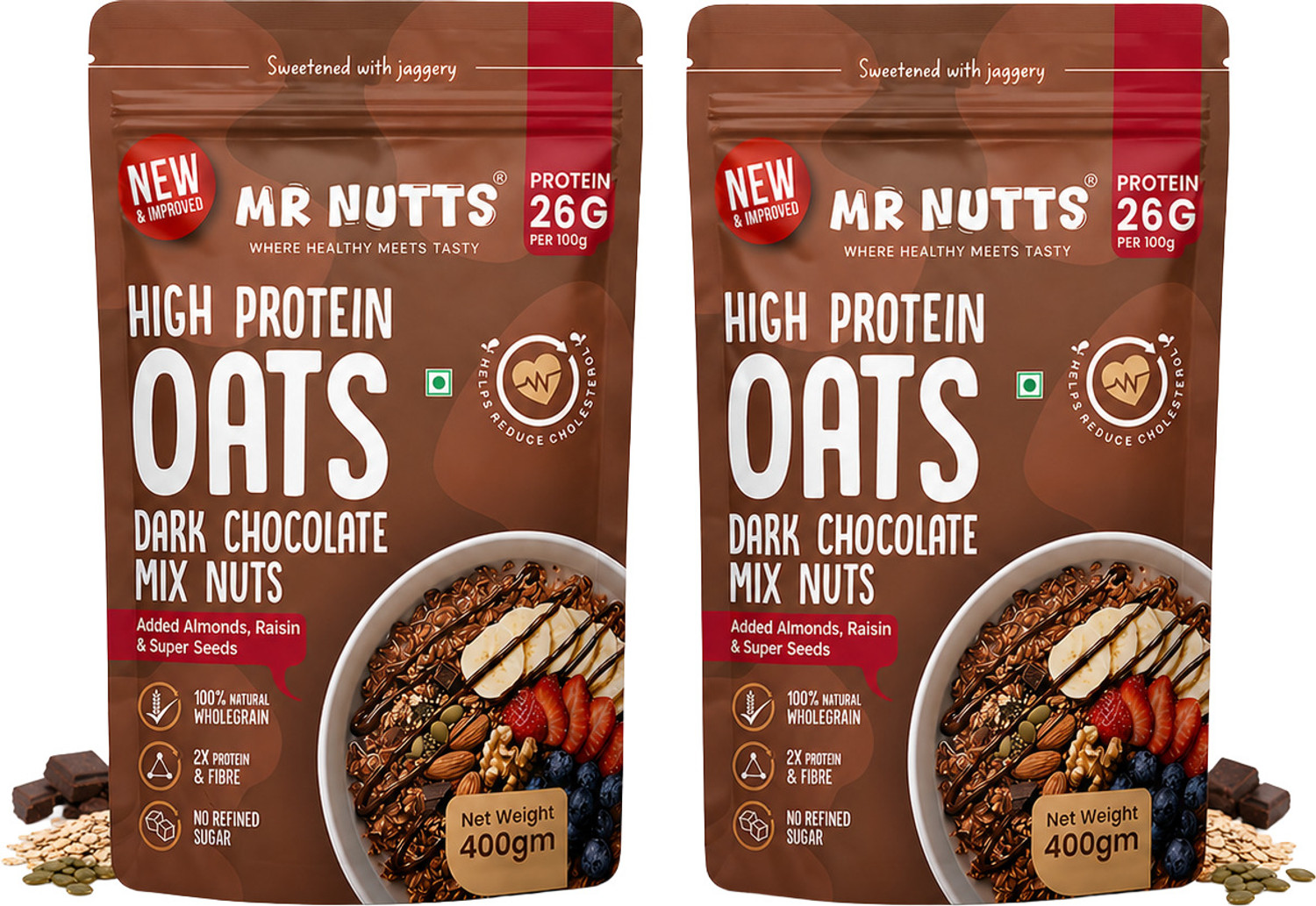 Image of Pintola 26g High Protein Oats, Caffe Mocha, No Refined Sugar, High Fibre Pouch (400 g)