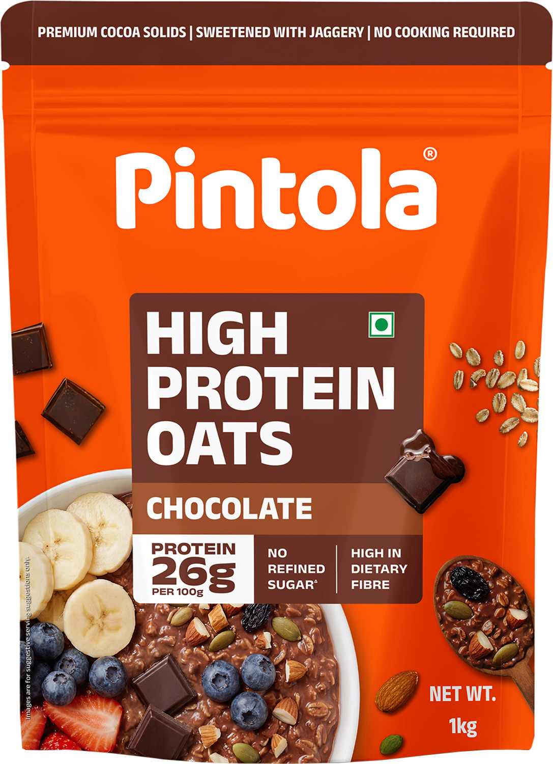 Pintola 26g High Protein Oats, Dark Chocolate, 1kg - Image 1