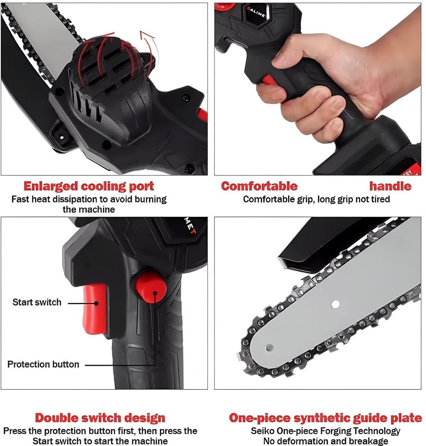 Image of UnV Chainsaw 48V Cordless Mini Chainsaw 6-Inch, Rechargeable Electric Handheld Pruning Saw Wood Cutter