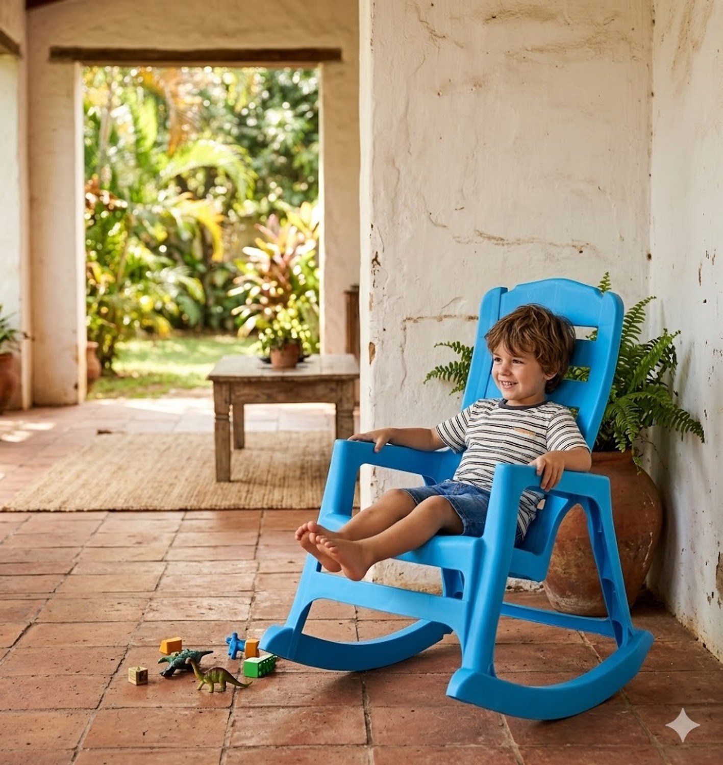Image of NP NATIONAL Since 1952 Ergonomic Kids Plastic Rocking Chair Comfortable Playtime Seating for Children (Mat Blue)