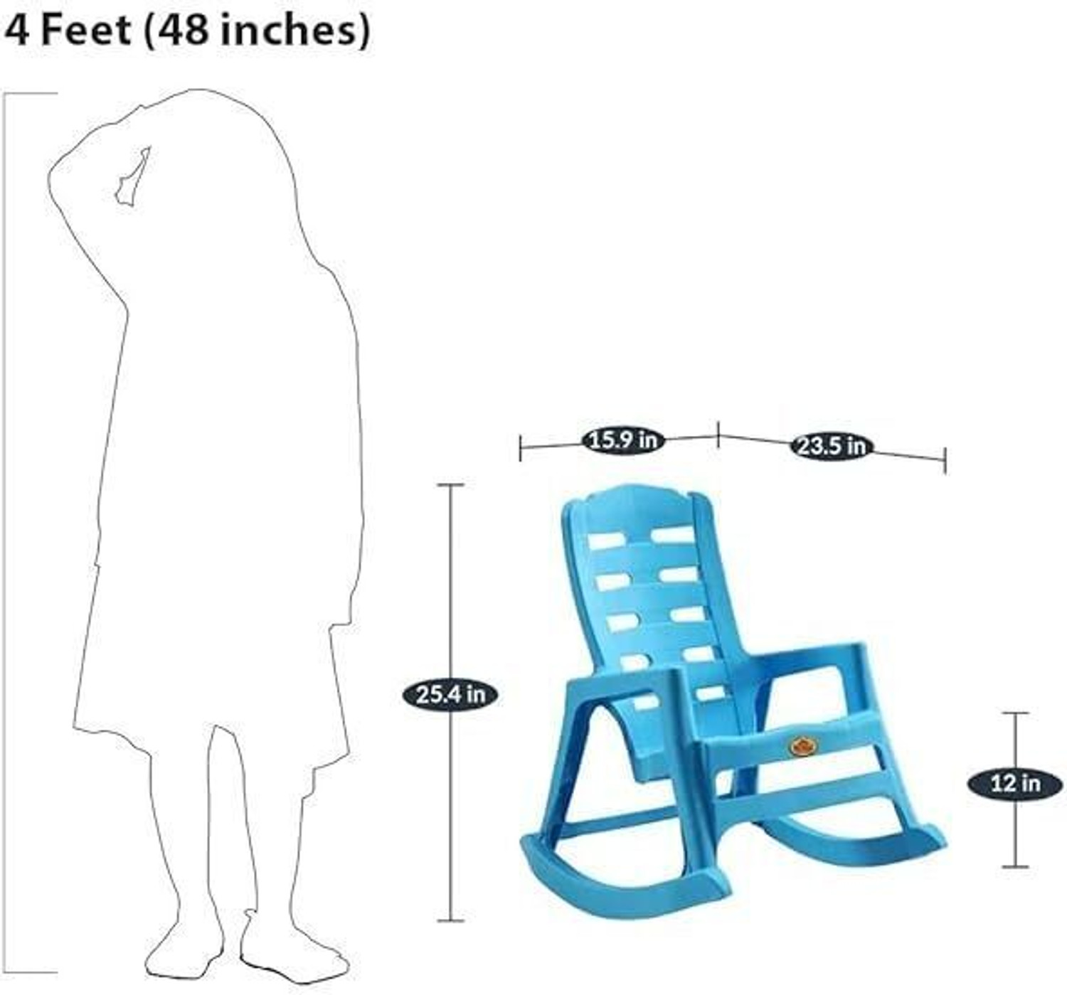 Image of NP NATIONAL Since 1952 Ergonomic Kids Plastic Rocking Chair Comfortable Playtime Seating for Children (Mat Blue)
