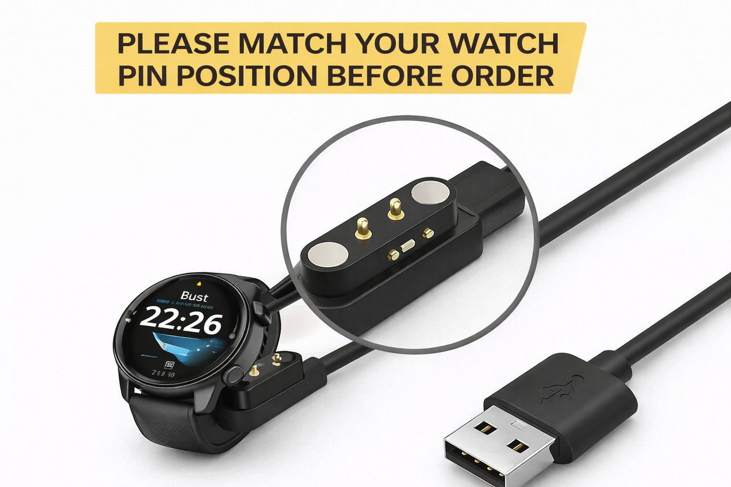 Image of Rudraprathna 2-pin magnetic cable for smart watch Charging Pad