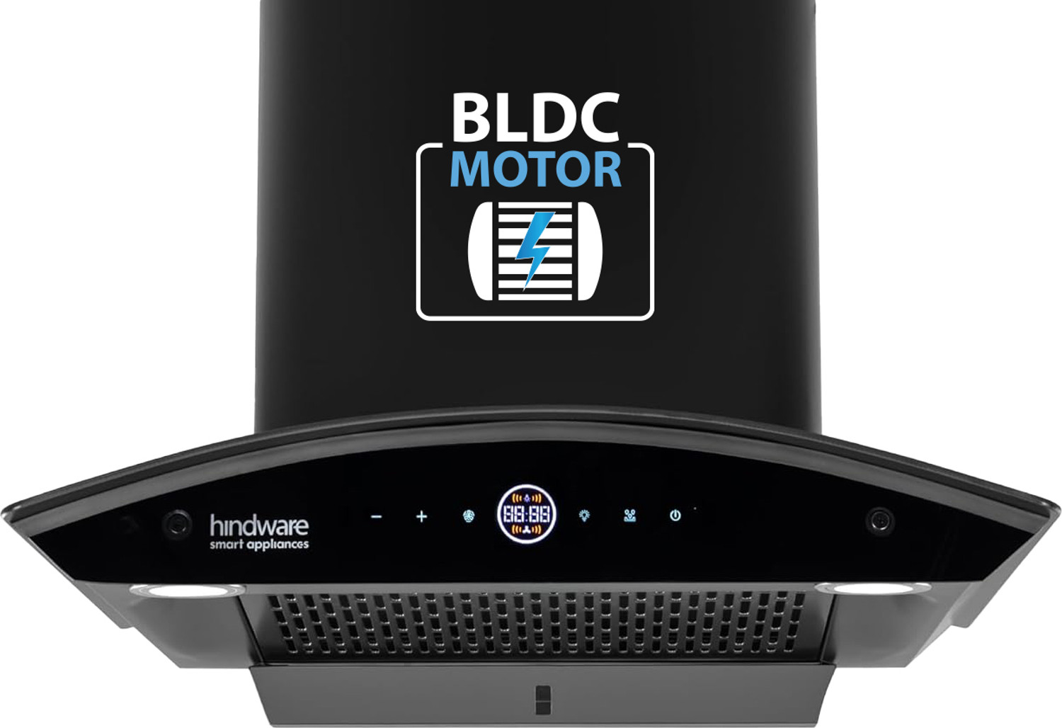 Image of Beyond Appliances Eris 90cm Slant Android Chimney Filter-Less 1500 CMH 60 cm Auto Clean Chimney (Wall Mounted, Black)