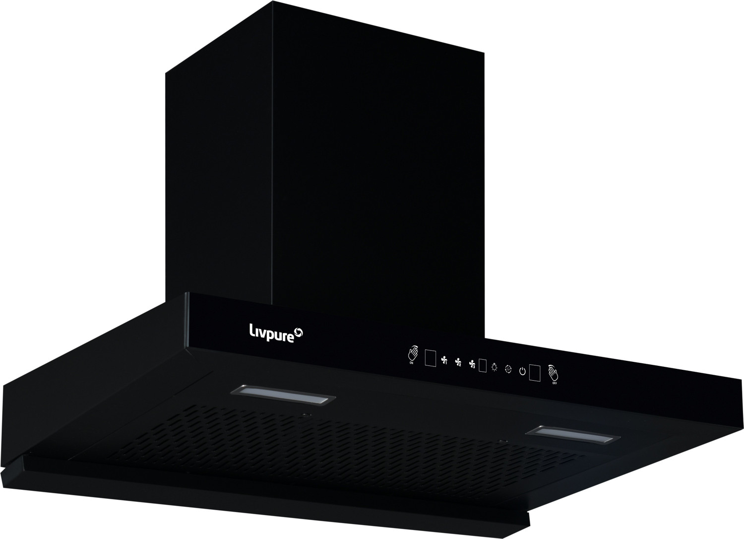 Image of LIVPURE Ether-75 1350 CMH 75 cm Auto Clean Chimney (Wall Mounted, Black)