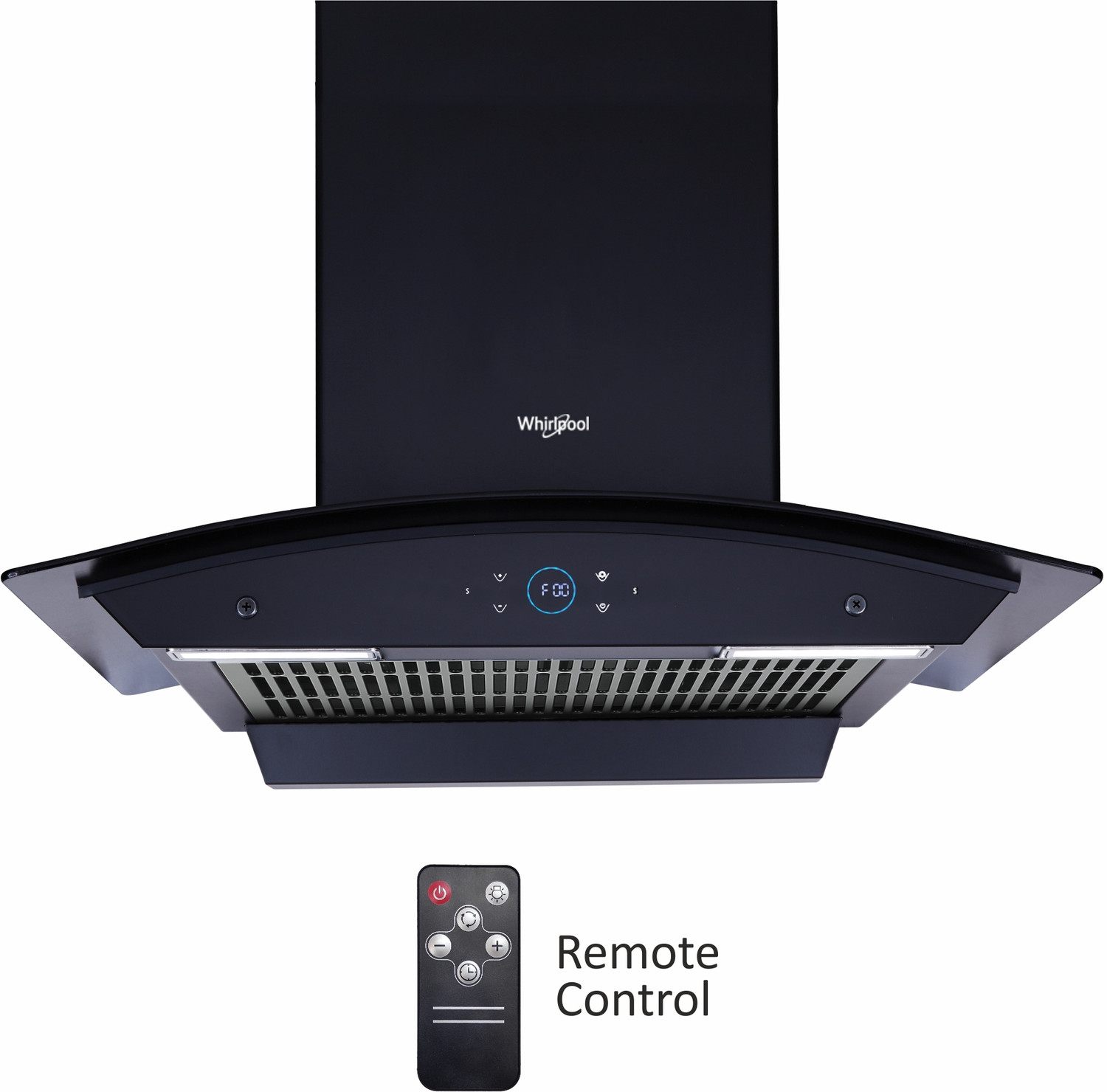 Image of Whirlpool SMARTSENSE ZEN CGFL 604 HAC BLDC BK HOOD 1425 CMH 60 cm Curved Glass 60 cm | BLDC Motor| Smart-Sense Speed Control |Heat Autoclean| Gesture Control|Filterless| Powerful Suction | Low Noise Auto Clean Chimney (Wall Mounted, Black)