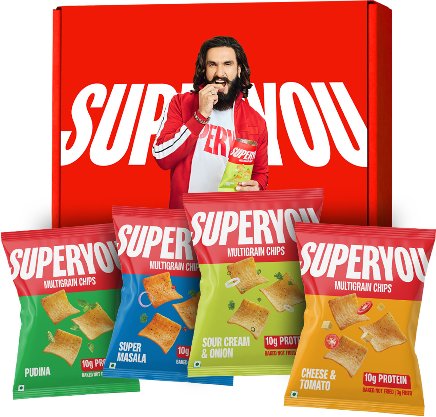 Image of SUPERYOU Multigrain Protein Chips Assorted 10g Protein,3g Fiber,Healthiest Protein Snack Chips (10 x 40 g)