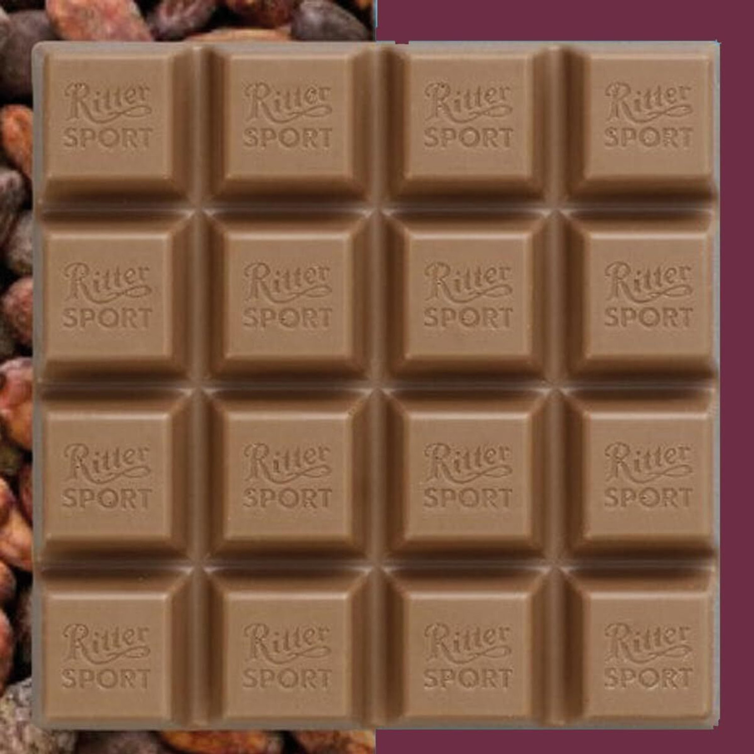 Image of Decadent Foods Ritter Sport Marzipan Dark 100g - Smooth Dark Chocolate | Bar Gift Pack (100 g)