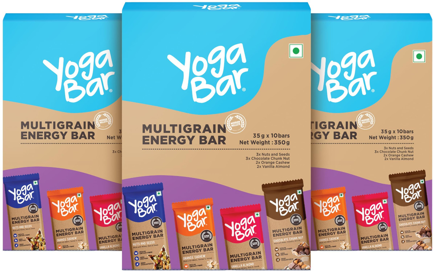Image of Yogabar Protein Minis 4g Protein|24 Bars|Choco Peanut Butter|Dark Chocolate|Gluten free Bar (480 g)