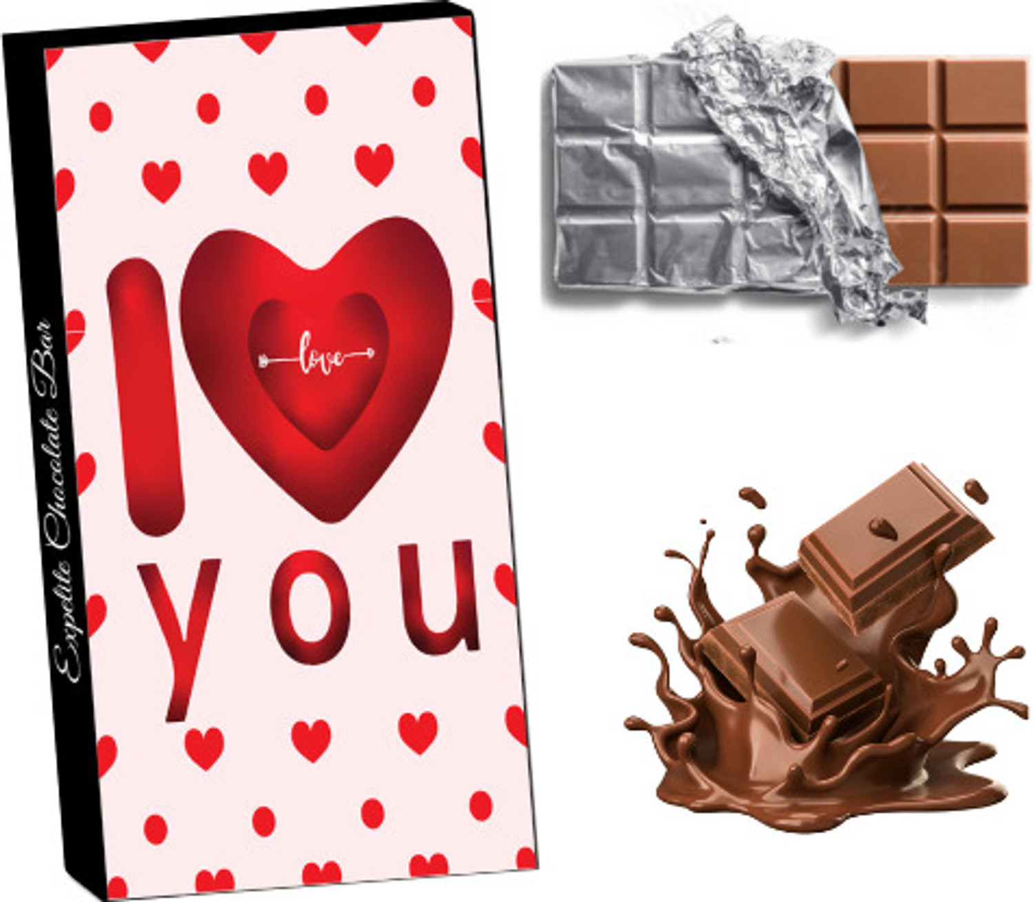Image of Expelite I Love You Chocolate Gift Bar /35 Grams Each (Pack of 3) Bar Gift Pack (3 x 1 Units)