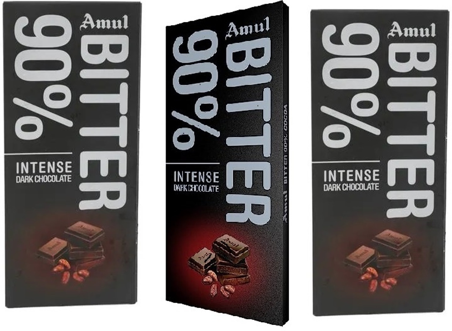 Image of Amul Bitter 90% DARK Chocolate Bar Gift Pack (3 x 150 g)