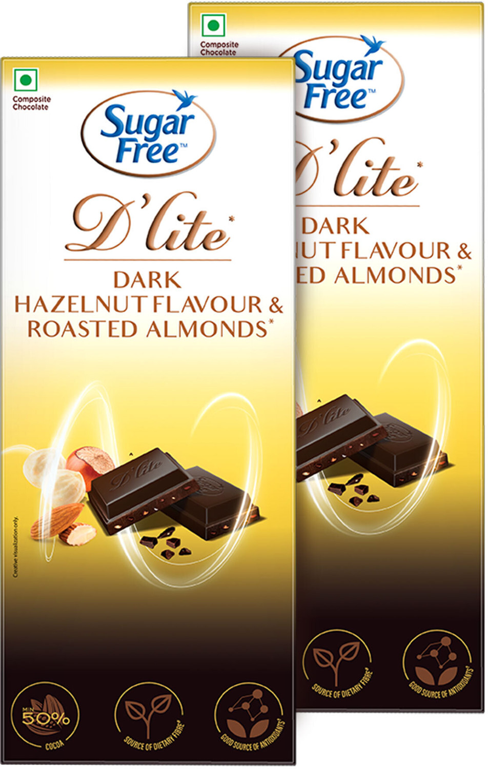 Image of Amul 99% CACAO ULTIMATE DARK CHOCOLATE SUPER DELICIOUS Bar (2 x 125 g)