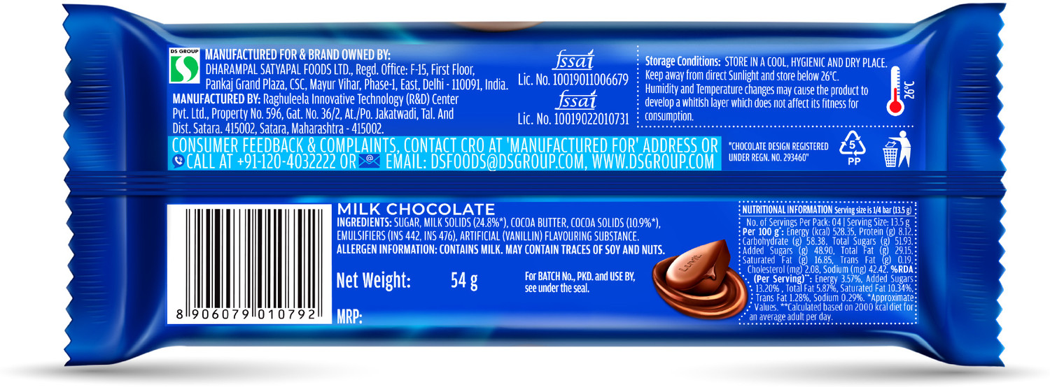 Image of LuvIt Luscious Milk Chocolate Bars |Deliciously Smooth | Bar Gift Pack (15 x 54 g)