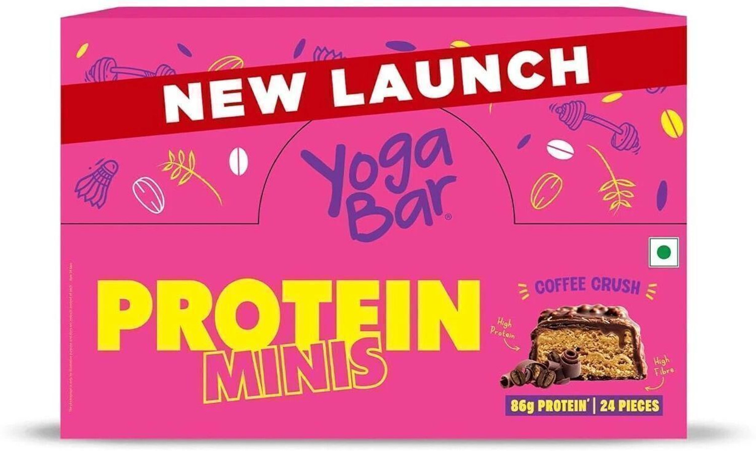 Image of Yogabar Protein Minis 4g Protein|24 Bars|Choco Peanut Butter|Dark Chocolate|Gluten free Bar (480 g)